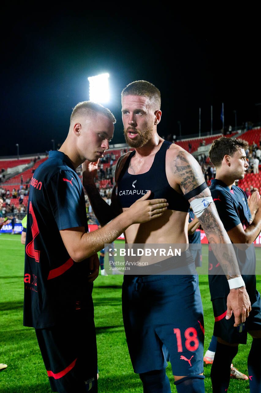 Daniel Gudjohnsen and Pontus Jansson of Malmö FF celebrate