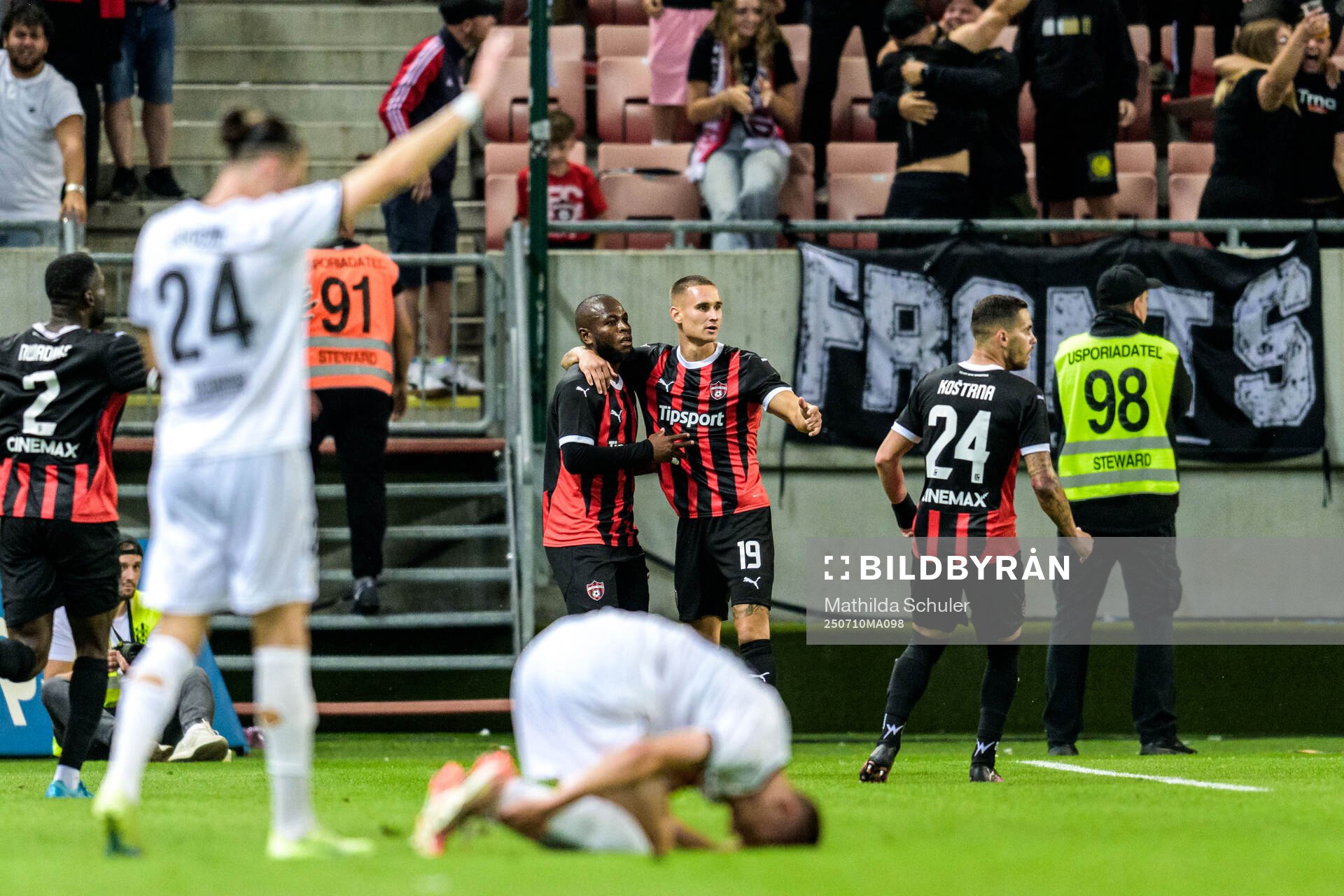 Amor Layouni and Adrian Svanbäck of Häcken and Cedric