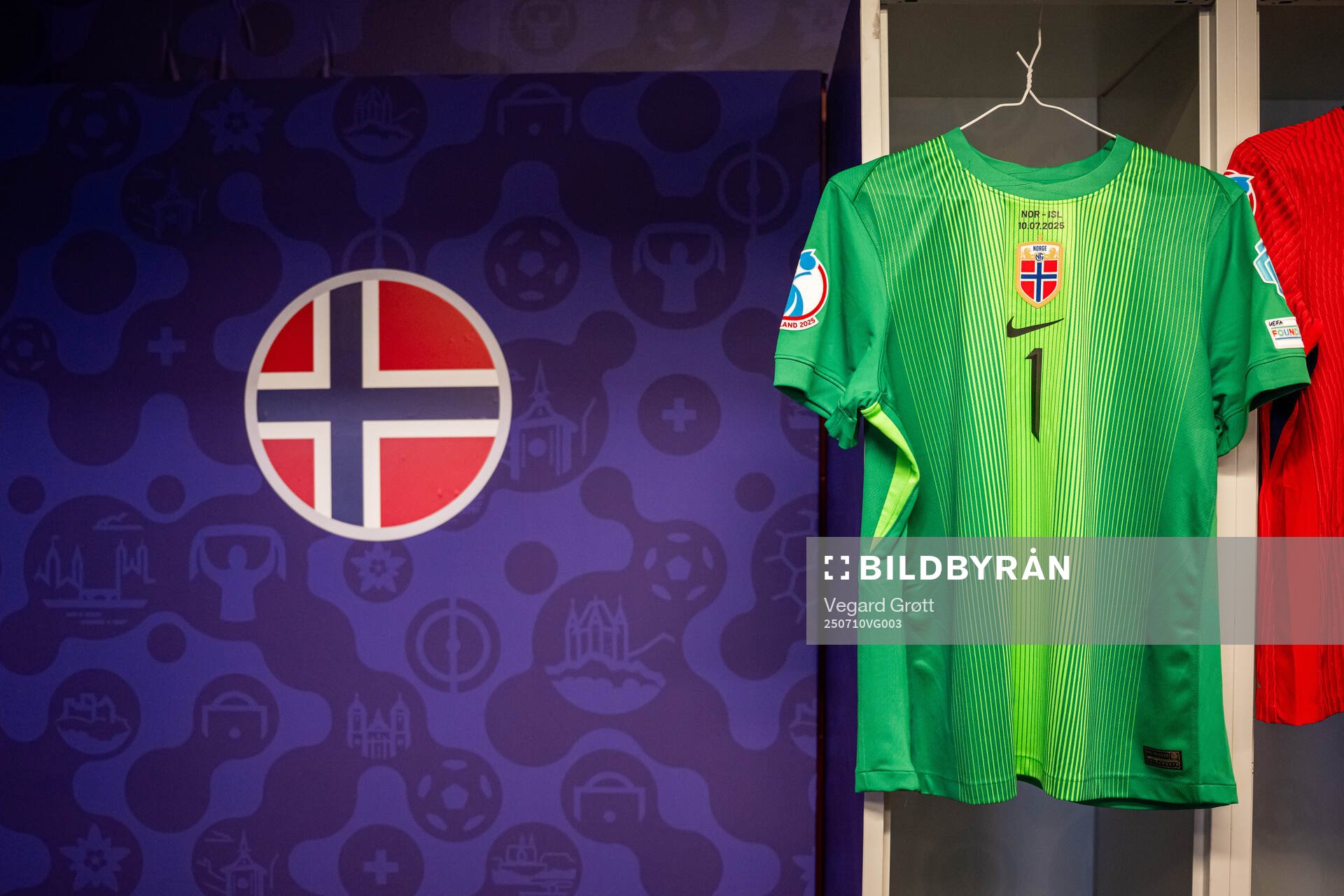 The kit of goalkeeper Cecilie Fiskerstrand of Norway in the