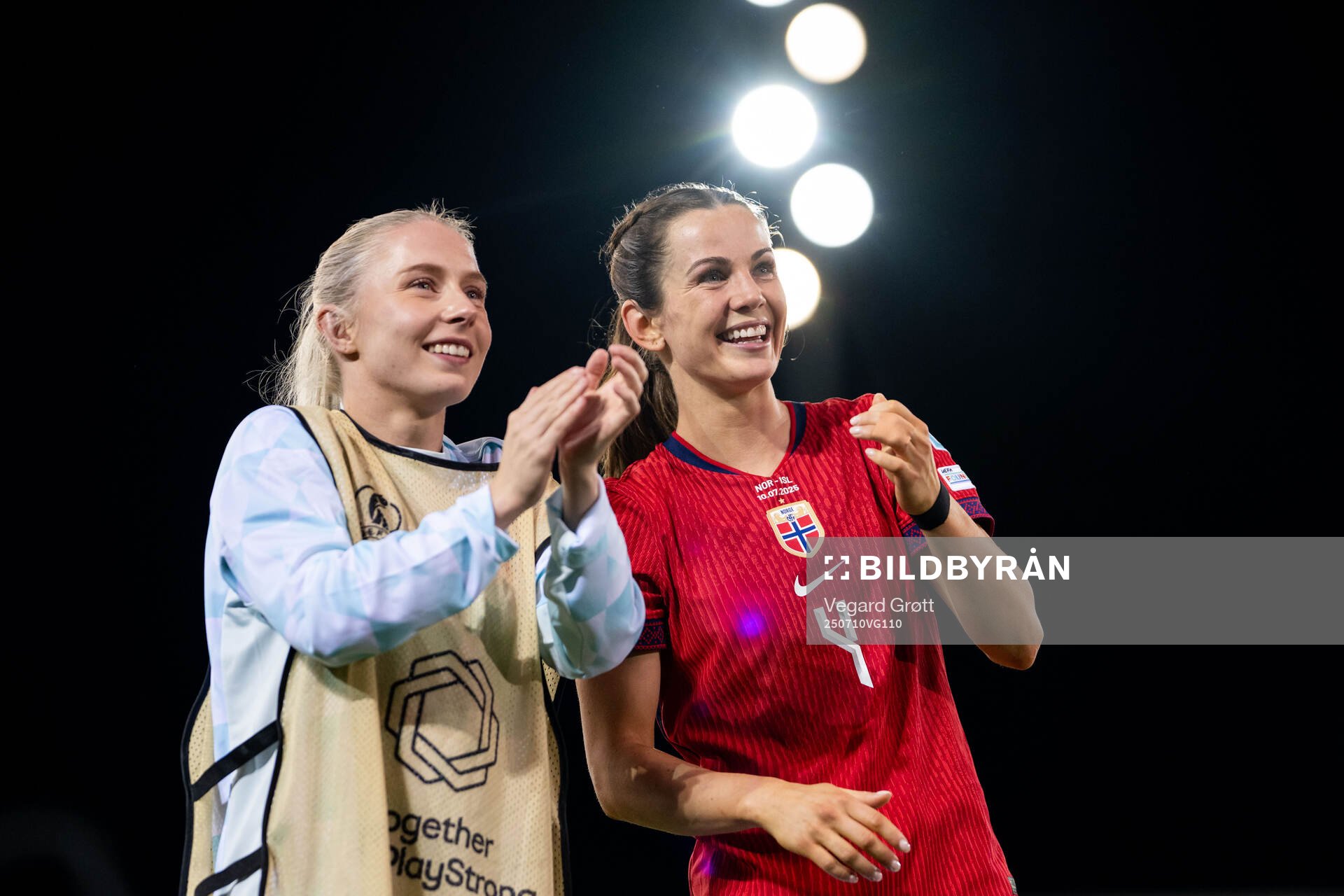 Thea Bjelde and Tuva Hansen of Norway celebrate