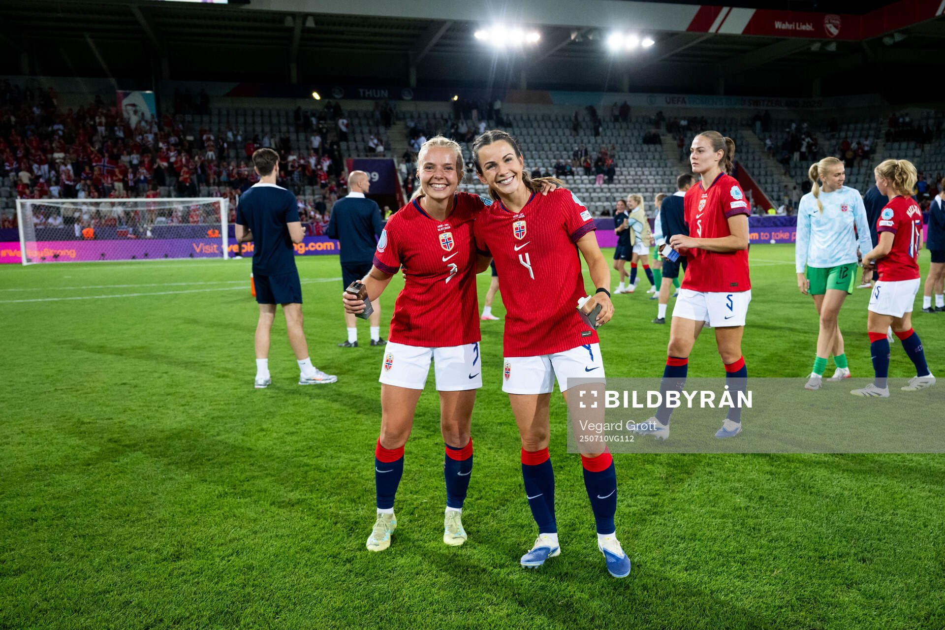 Emilie Woldvik and Tuva Hansen of Norway celebrate