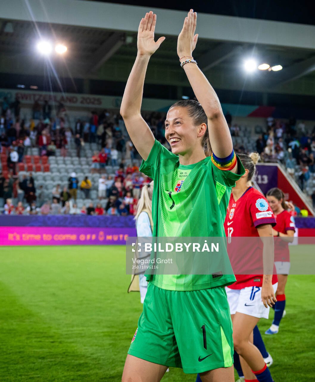Goalkeeper Cecilie Fiskerstrand of Norway celebrates