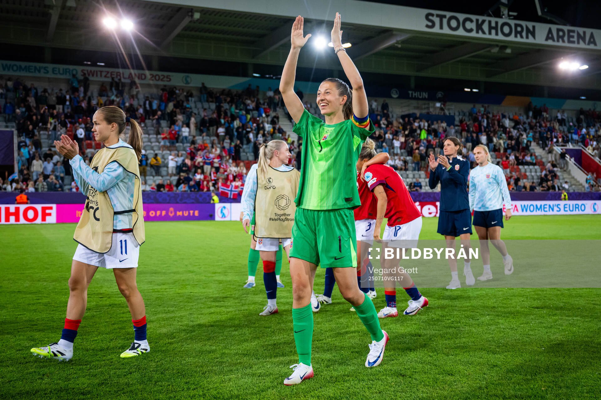Goalkeeper Cecilie Fiskerstrand of Norway celebrates