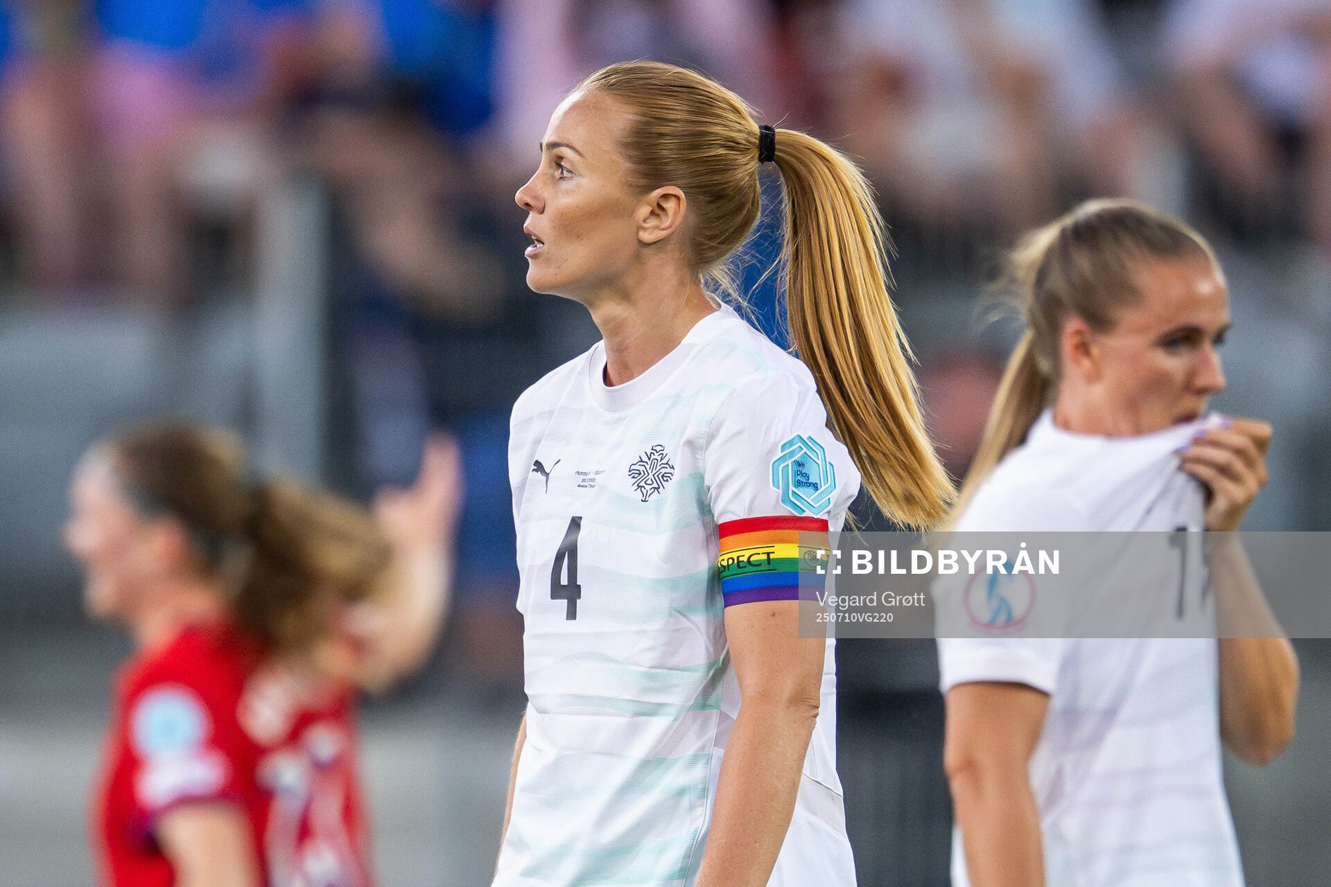 Glodis Viggosdottir of Iceland looks dejected