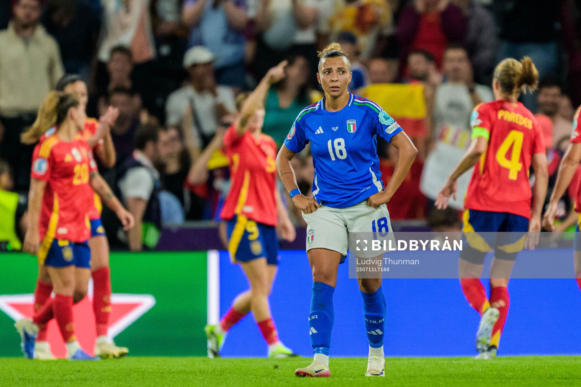 Arianna Caruso of Italy looks dejected