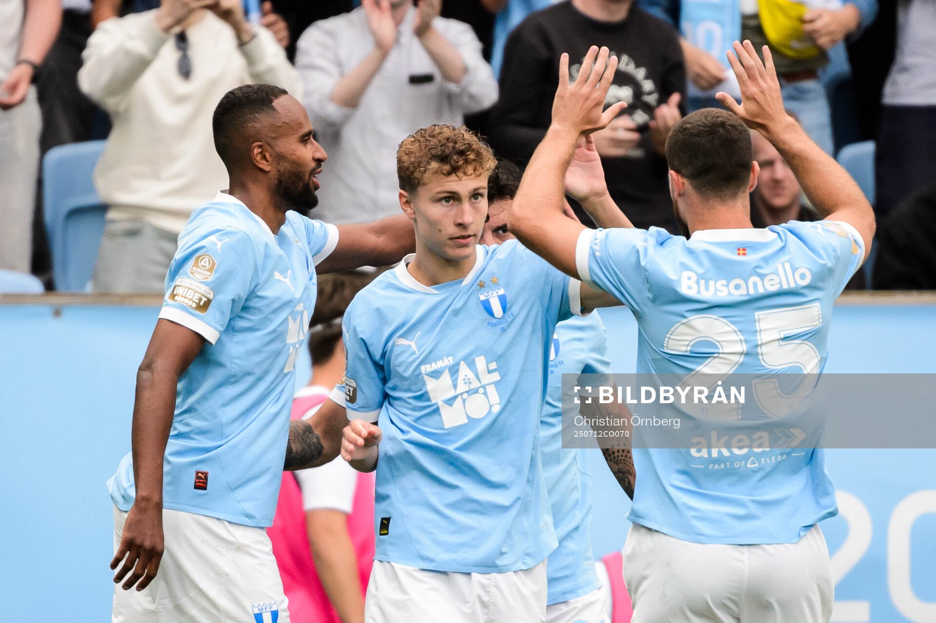 Malmö FFs Isaac Kiese Thelin, Hugo Bolin och Gabriel
