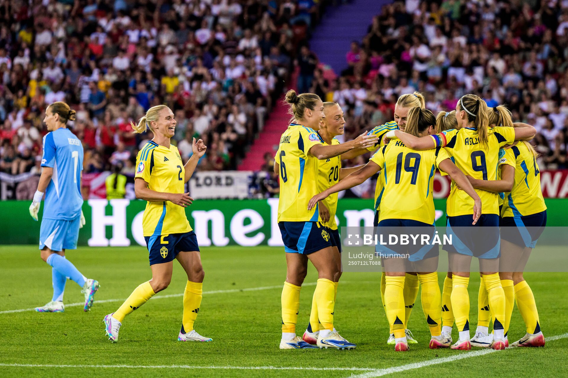 Players of Sweden celebrate
