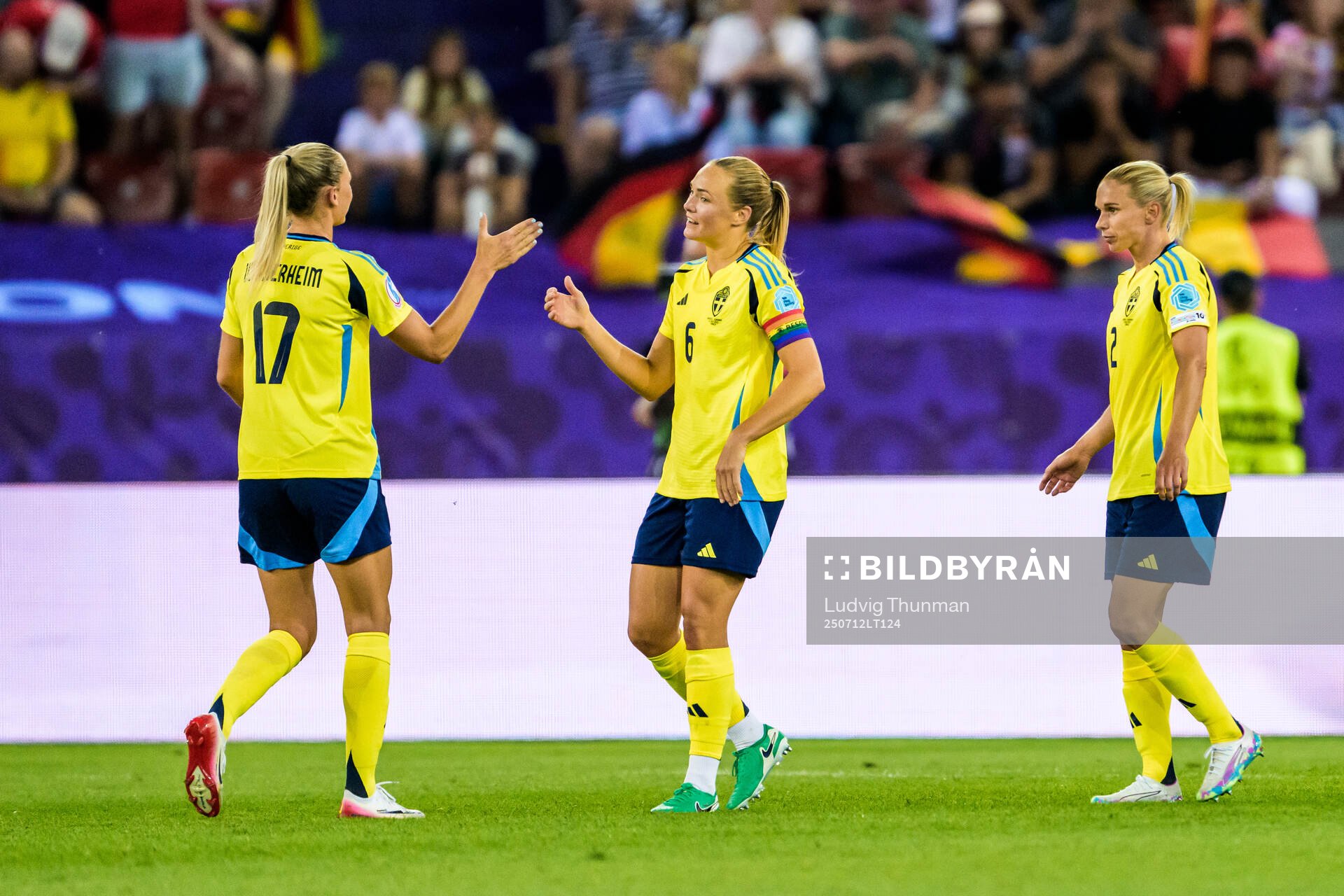 Ellen Wangerheim, Magdalena Eriksson and Jonna Andersson of