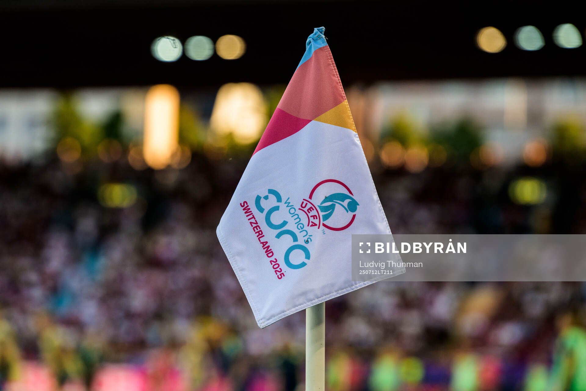 The corner flag with the logo for the  UEFA Women's Euro