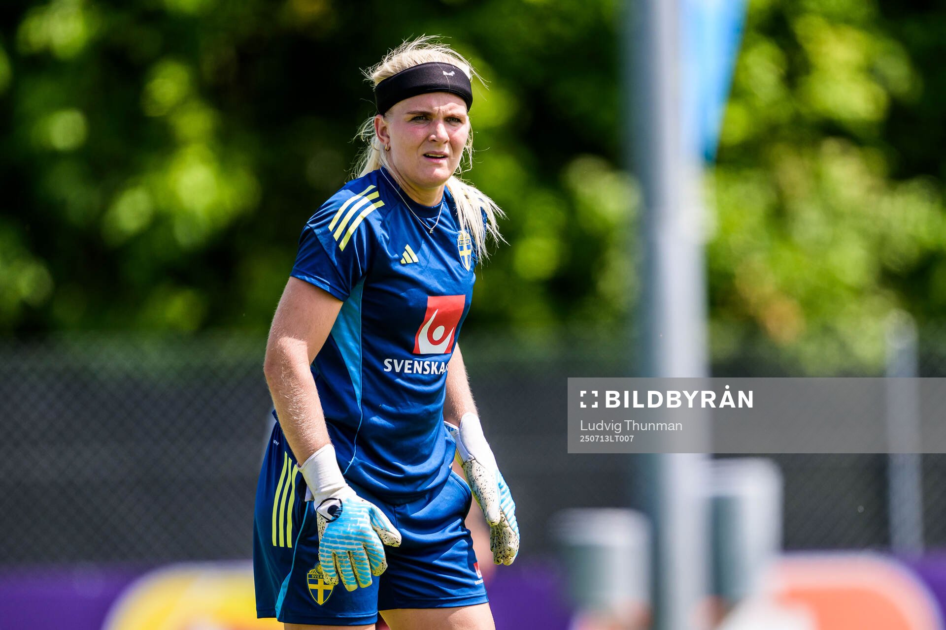Goalkeeper Emma Holmgren of the Swedish women's national