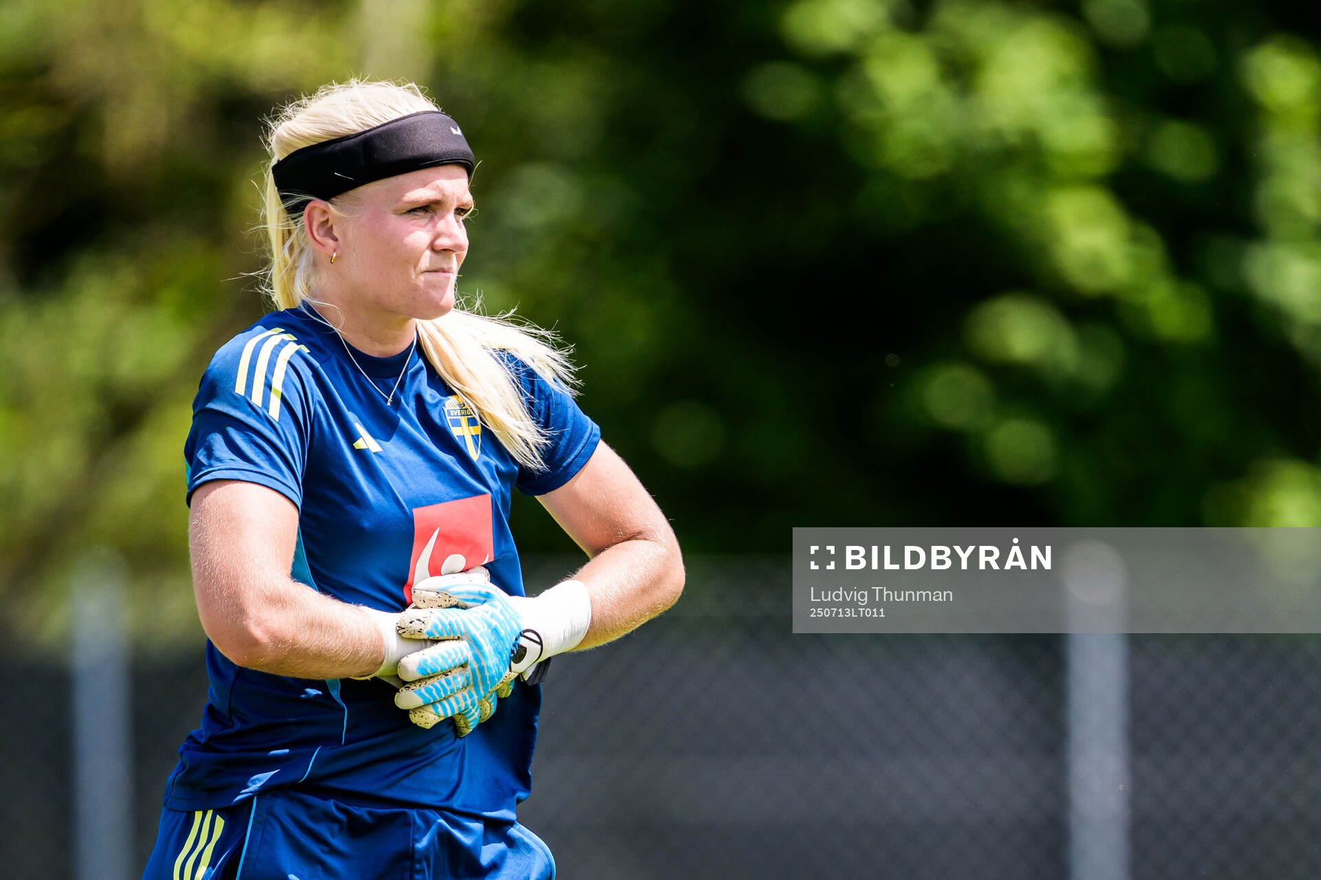 Goalkeeper Emma Holmgren of the Swedish women's national