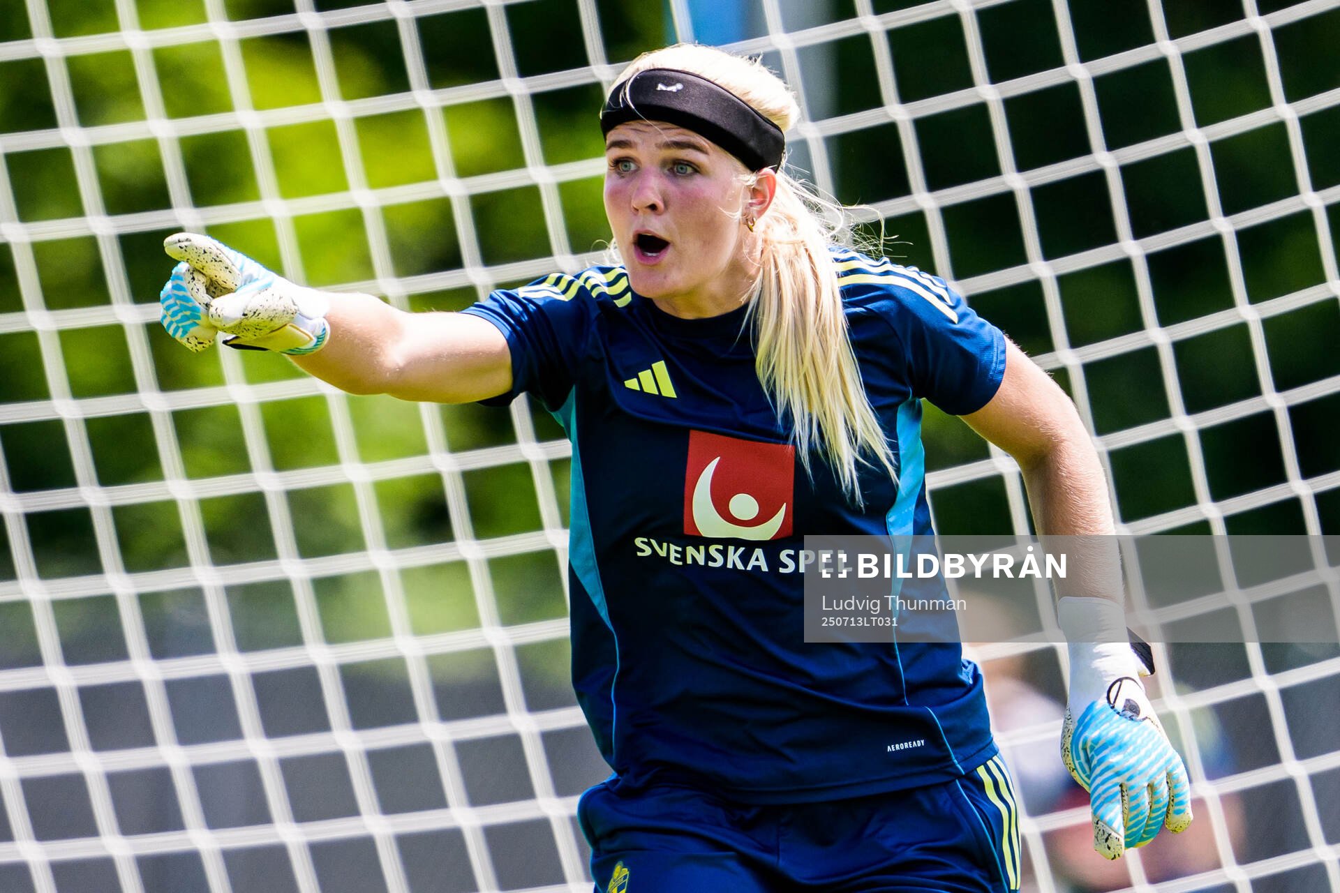Goalkeeper Emma Holmgren of the Swedish women's national