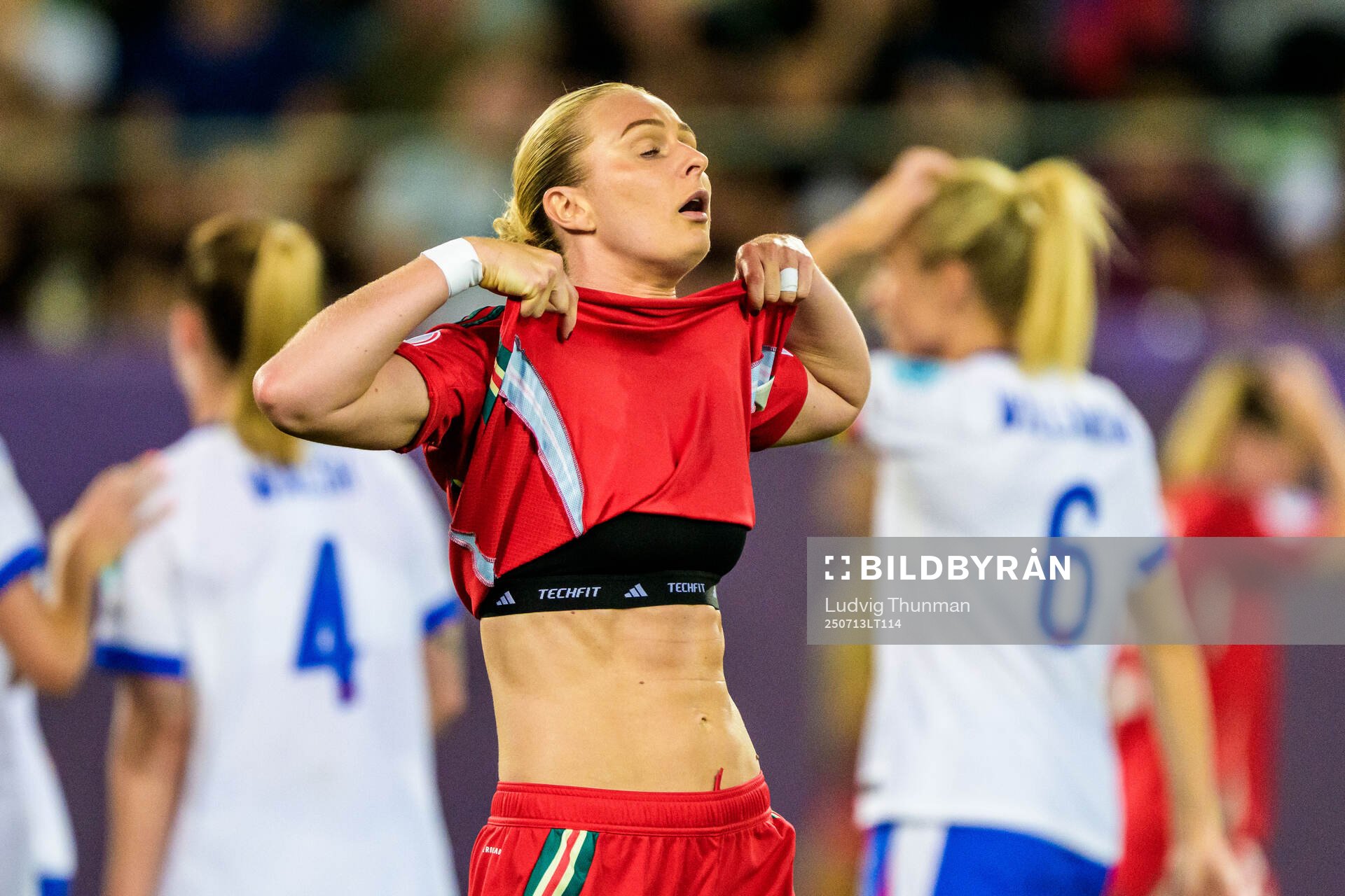 Rhiannon Roberts of Wales looks dejected