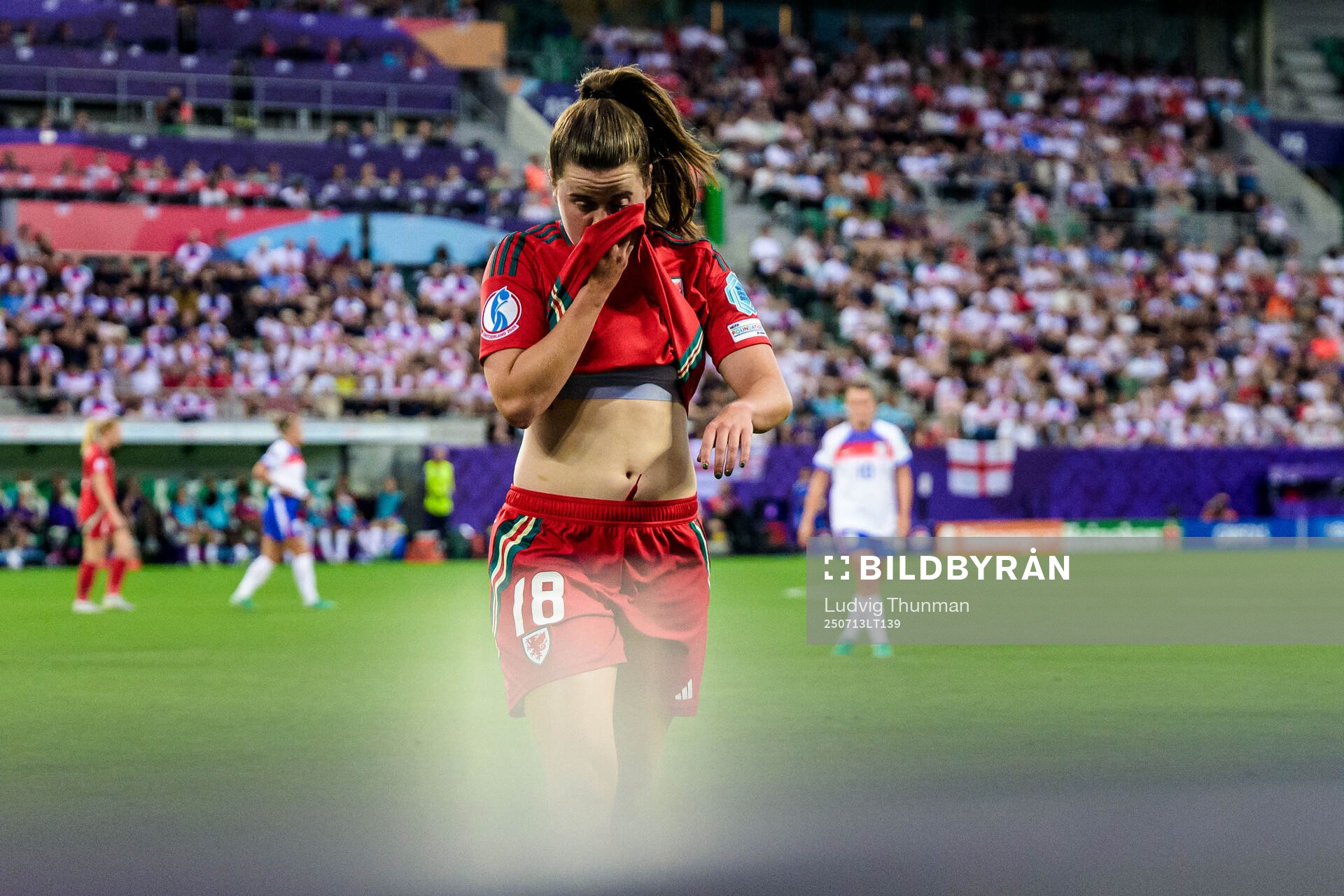Esther Morgan of Wales looks dejected
