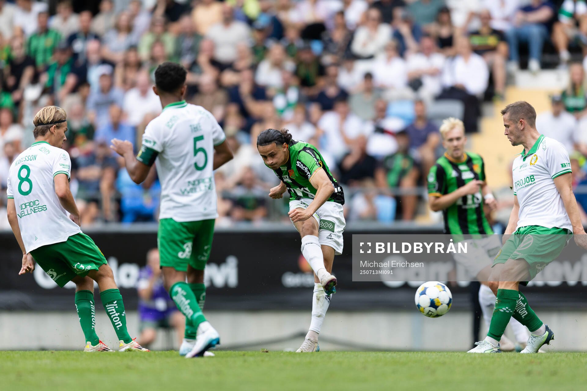 GAIS Amin Boudri skjuter 3-1 i mål bakom Hammarbys
