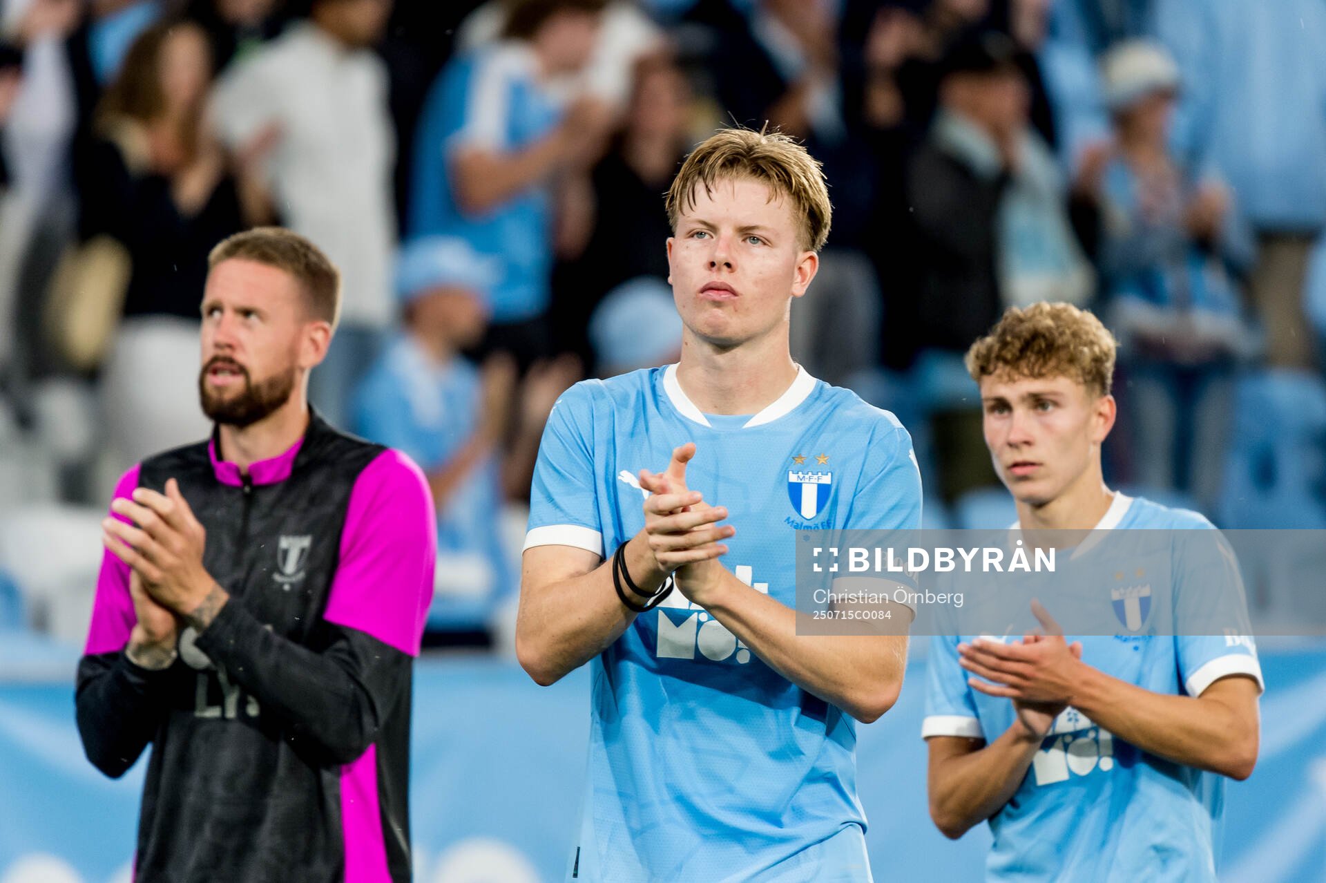 Pontus Jansson, Nils Zätterström and Hugo Bolin celebrate
