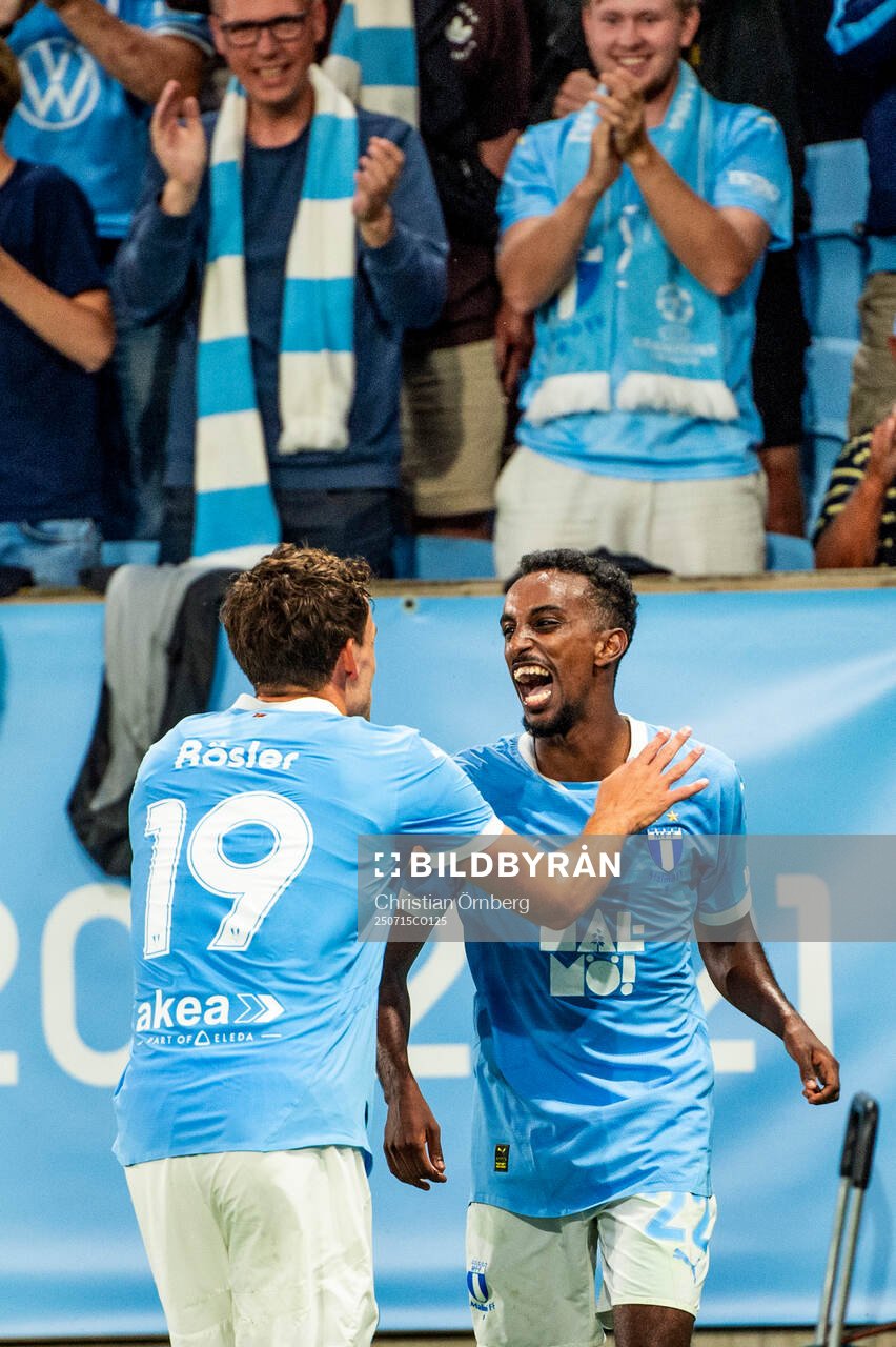 Colin Rösler and Taha Ali of Malmö FF celebrates