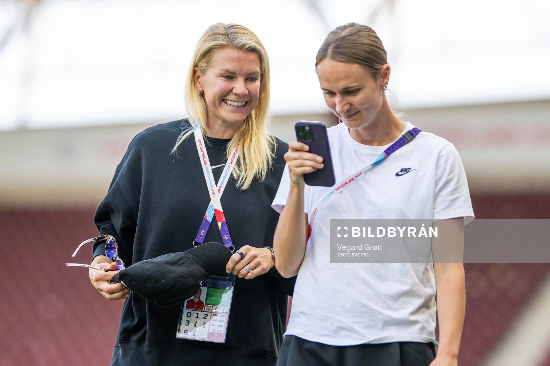 Ada Hegerberg and Caroline Graham Hansen of the Norwegian
