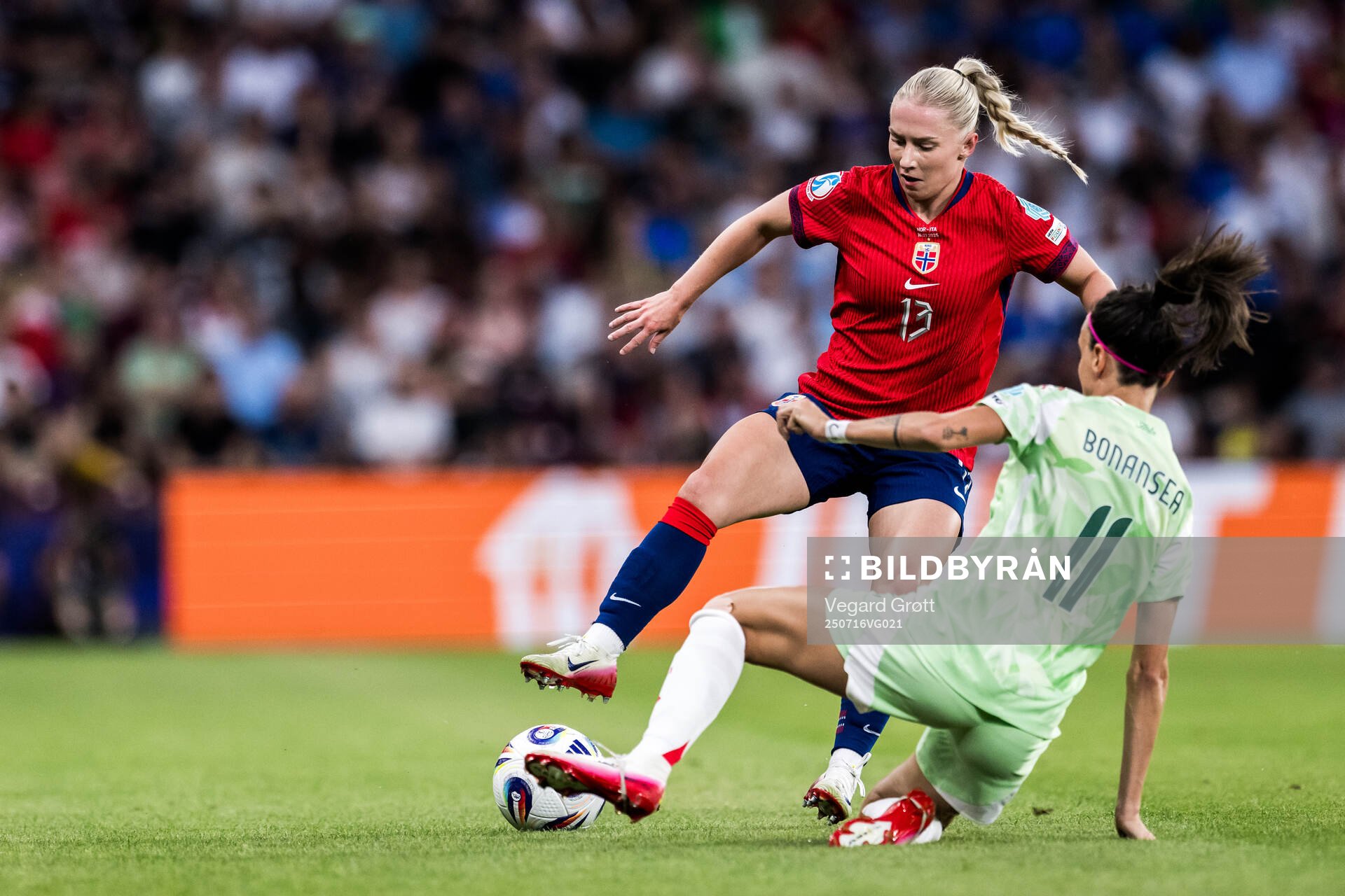 Thea Bjelde of Norway and Barbara Bonansea of Italy