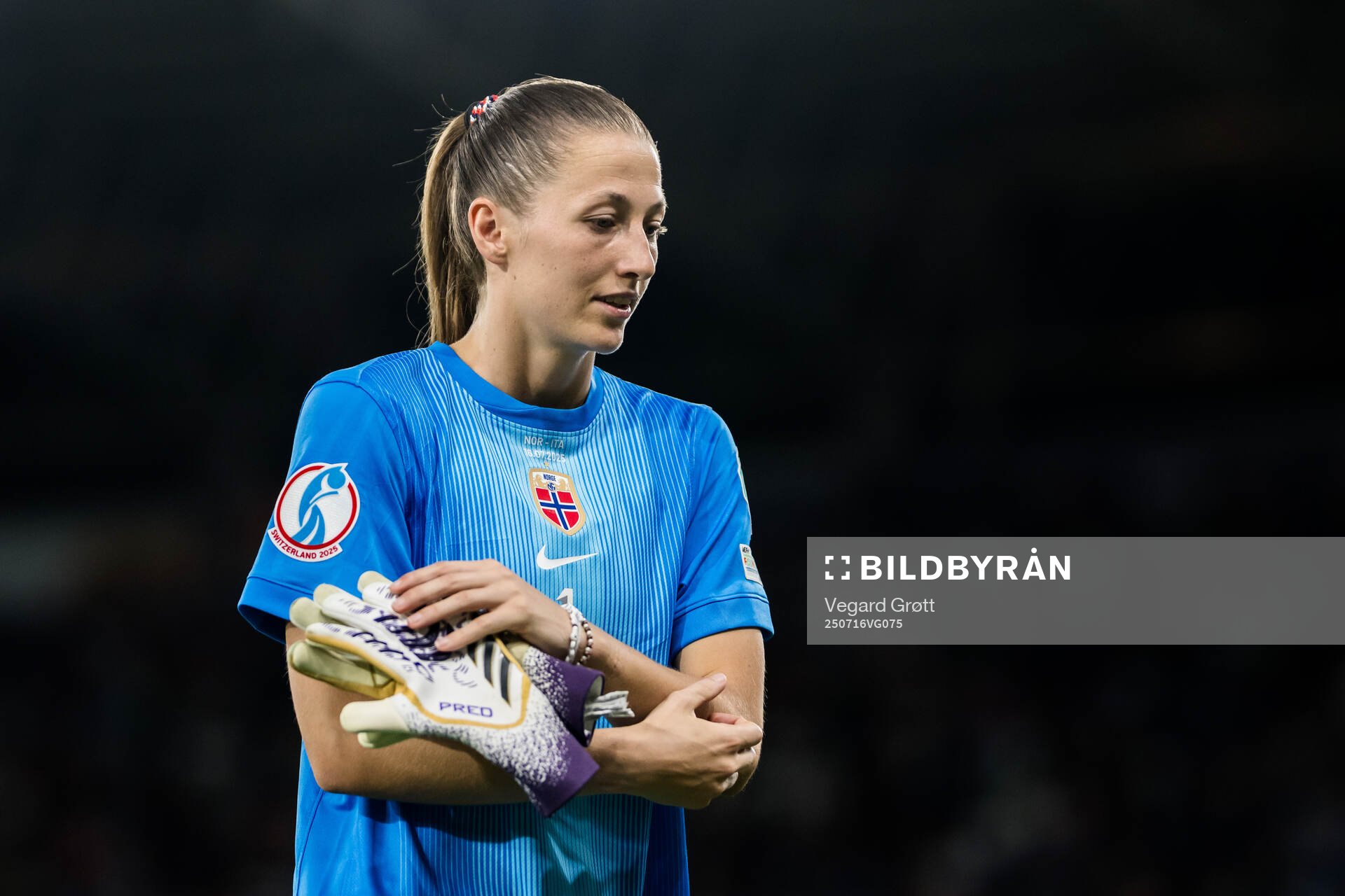 Goalkeeper Cecilie Fiskerstrand of Norway looks dejected