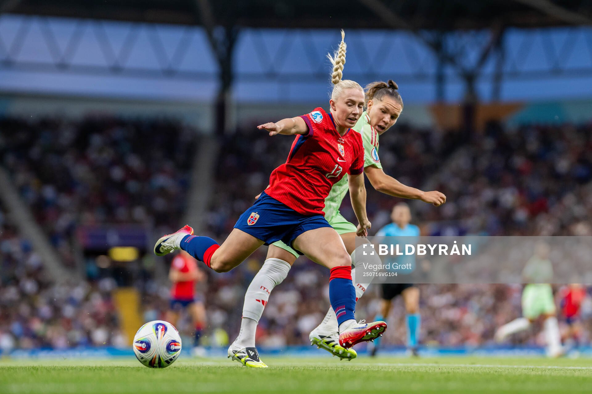 Thea Bjelde of Norway and Elena Linari of Italy