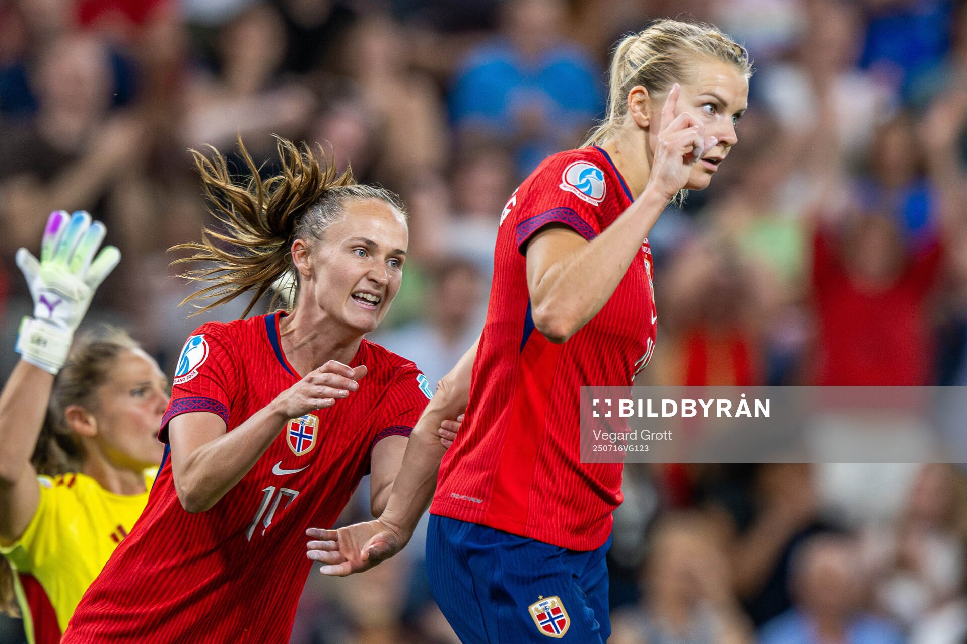 Ada Hegerberg of Norway celebrates with teammate Caroline