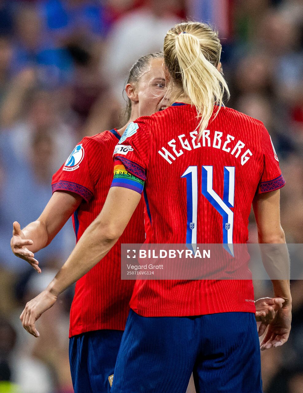Ada Hegerberg of Norway celebrates with teammate Caroline