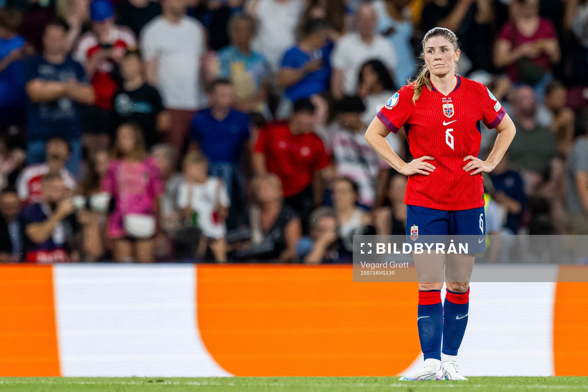 Maren Mjelde of Norway looks dejected