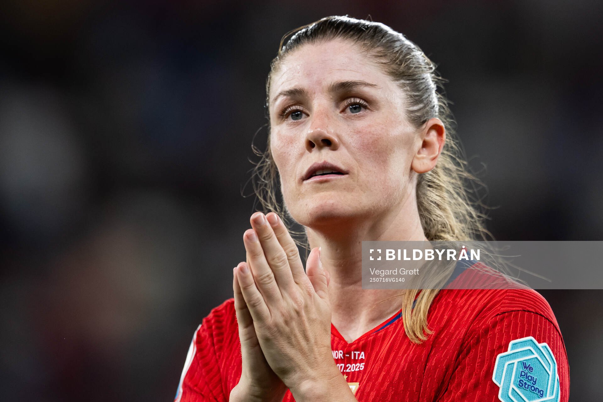 Maren Mjelde of Norway looks dejected