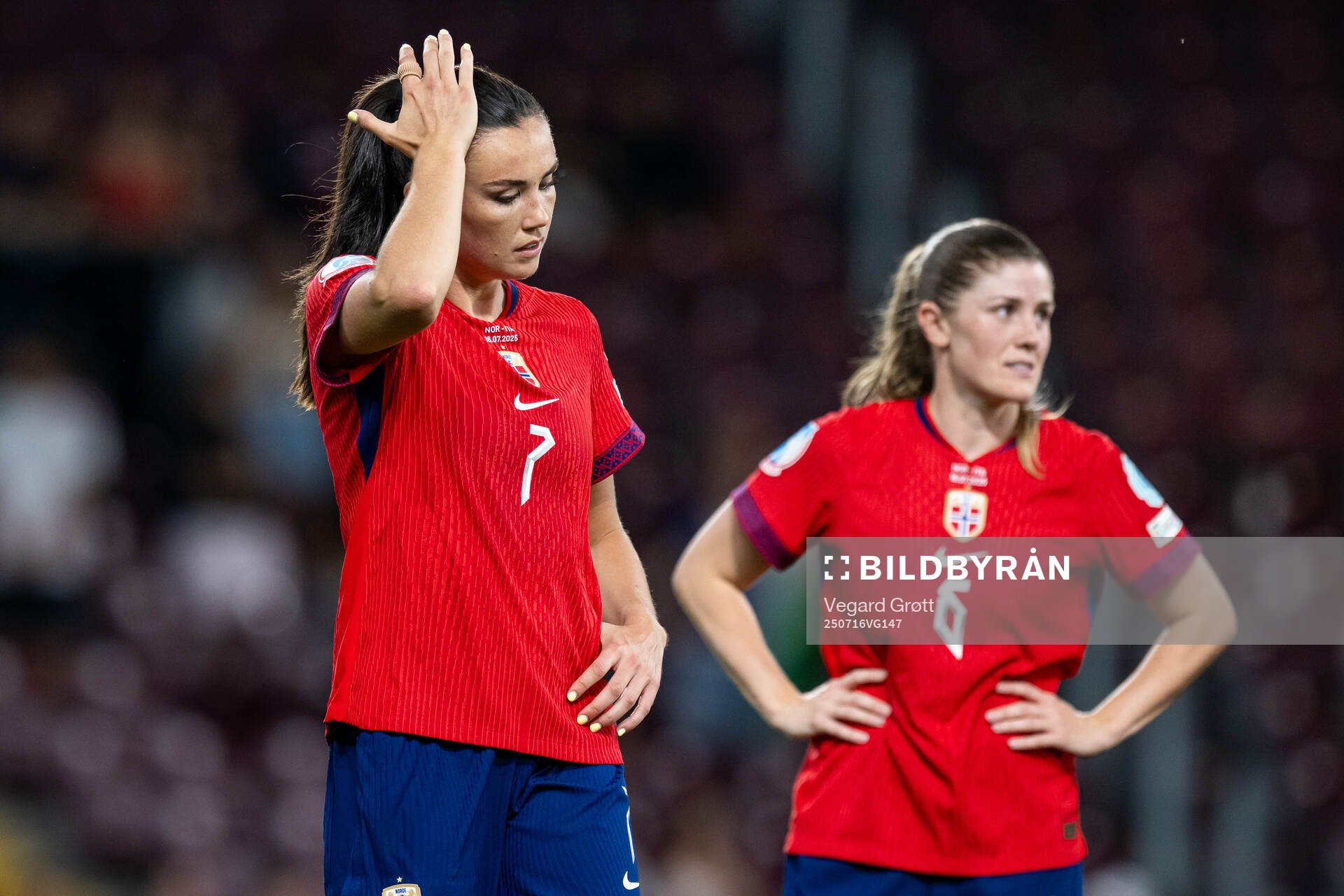 Ingrid Syrstad Engen of Norway looks dejected