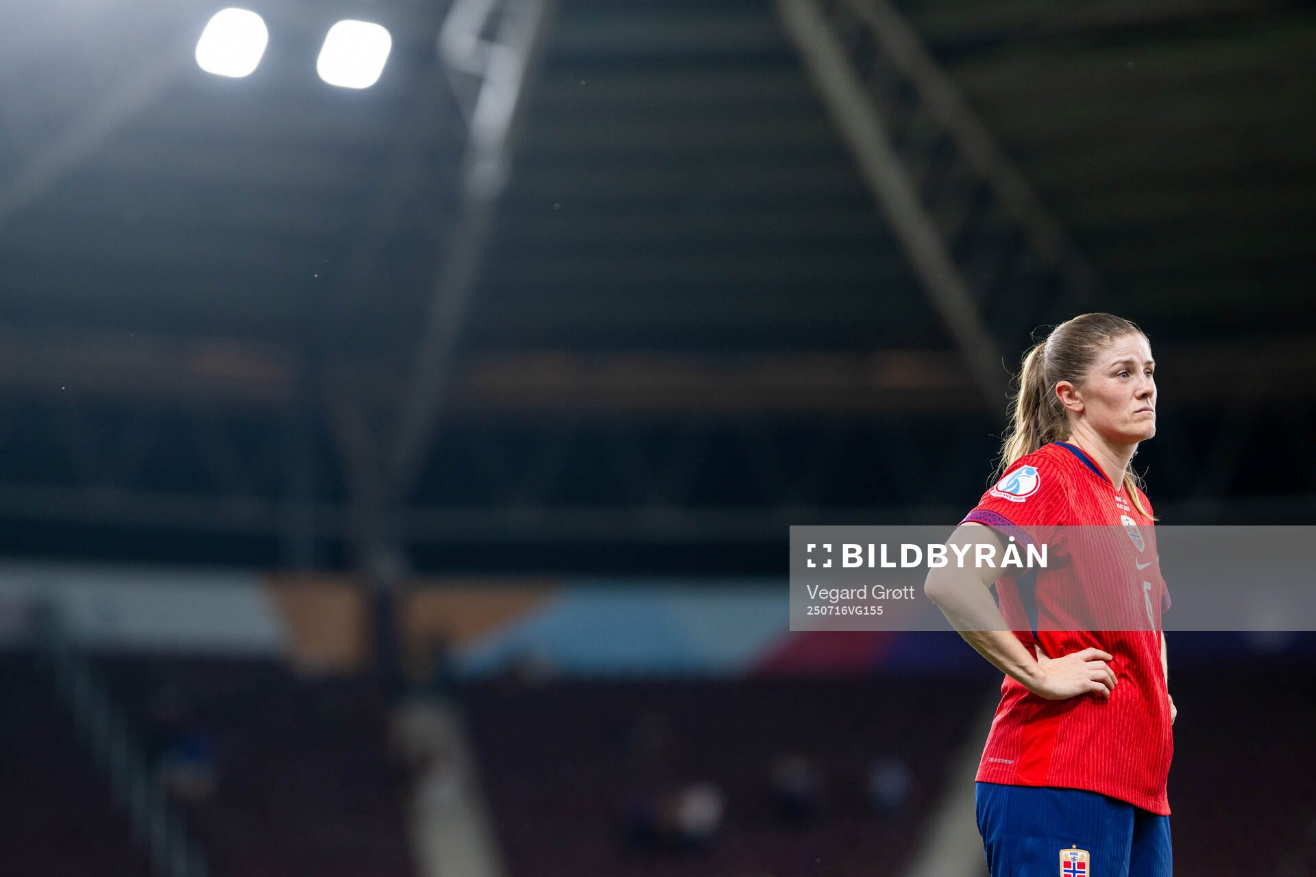 Maren Mjelde of Norway looks dejected