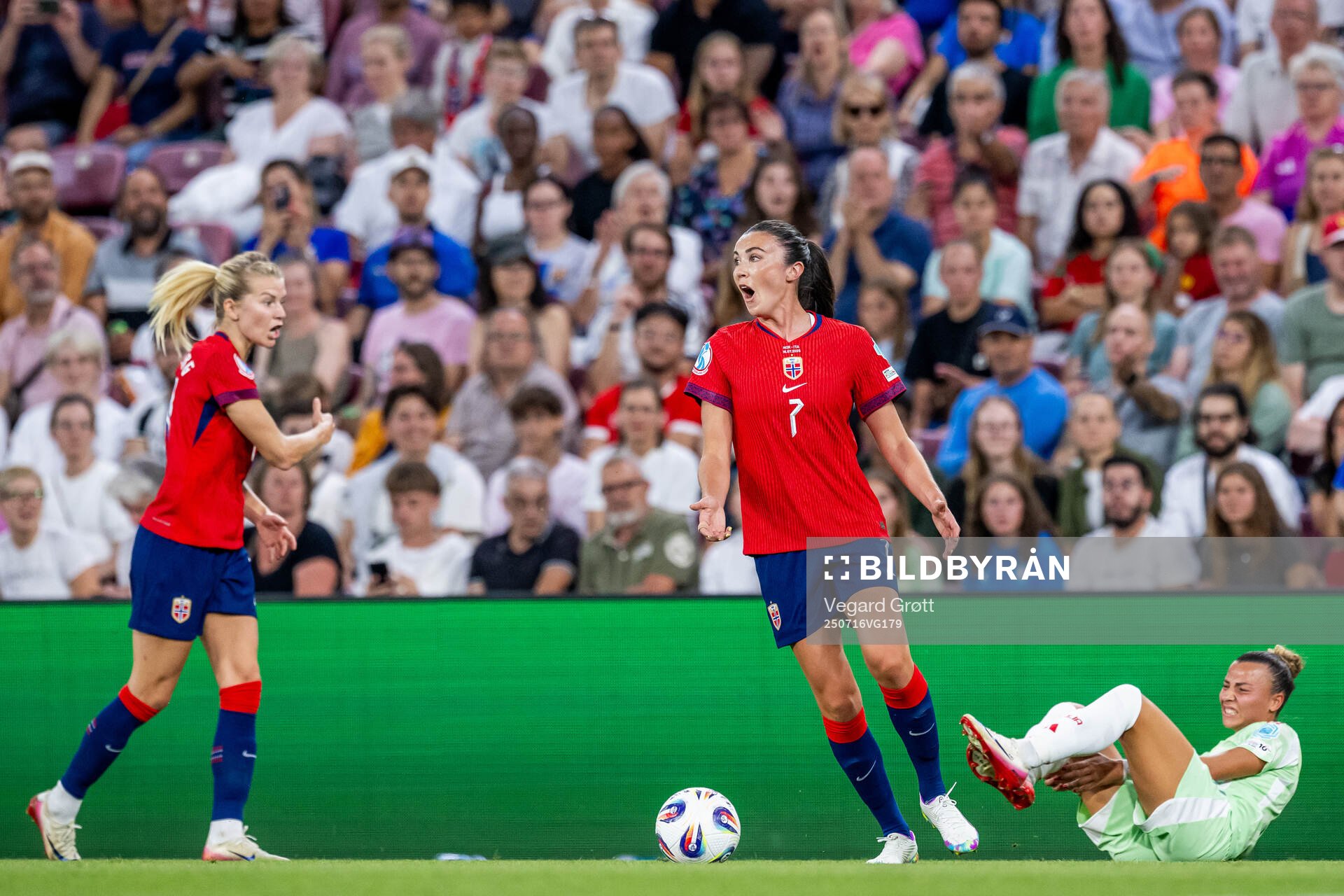 Ada Hegerberg of Norway, Ingrid Syrstad Engen of Norway and