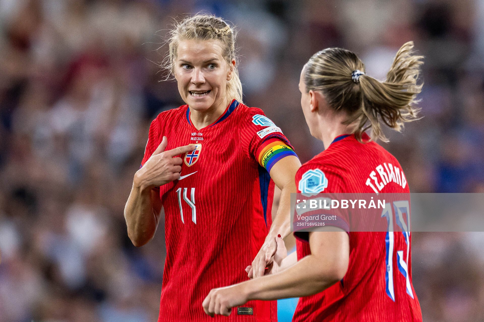 Ada Hegerberg and Elisabeth Terland of Norway