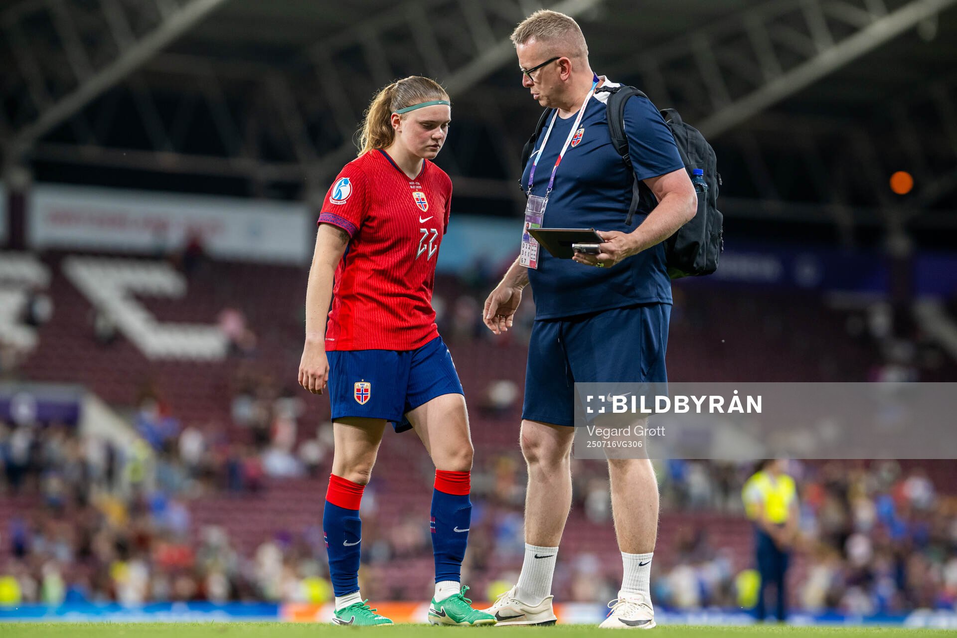Signe Gaupset and media officer Henning Sverdrup of Norway