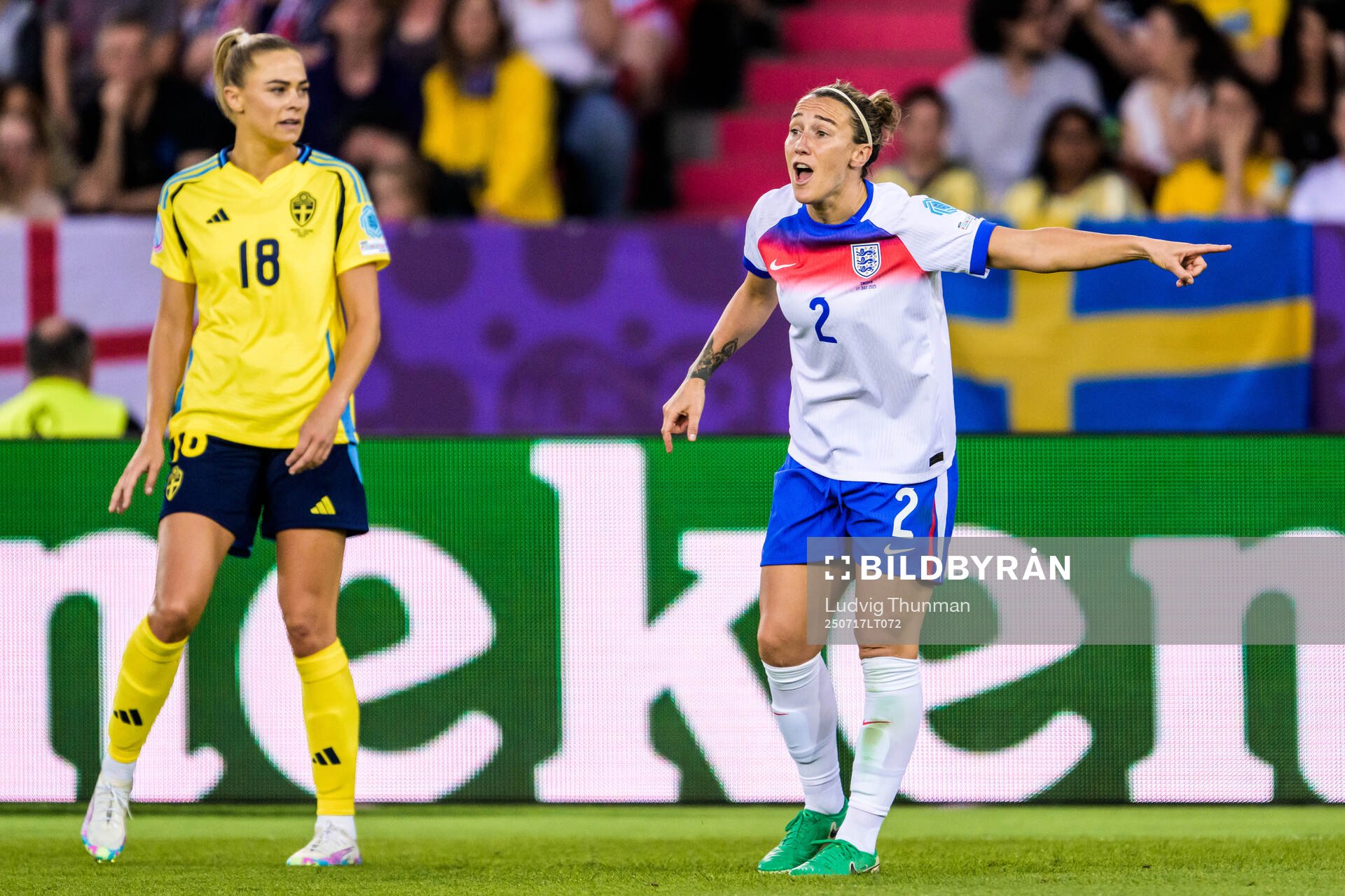 Fridolina Rolfö of Sweden and Lucy Bronze of England