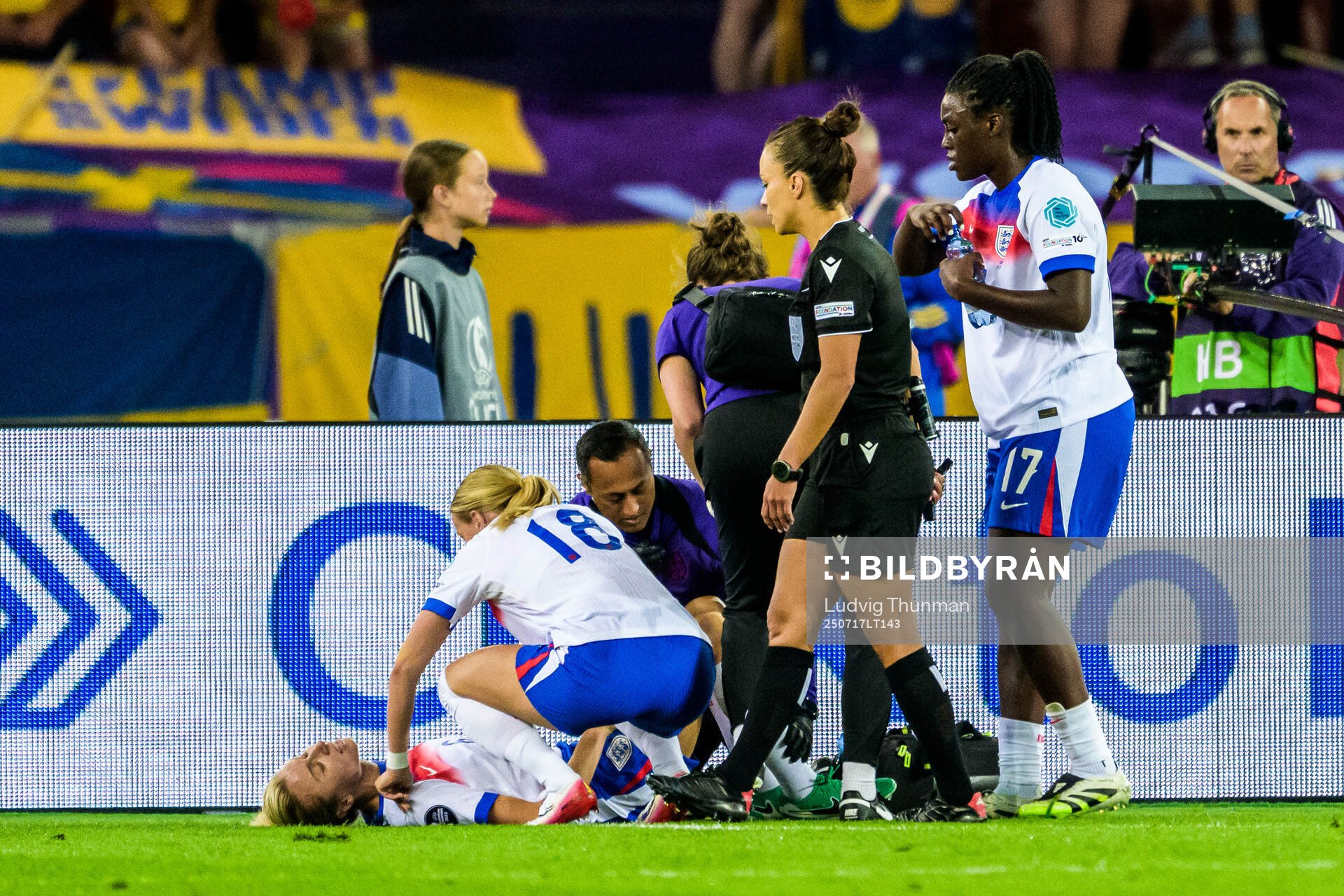 Chloe Kelly of England in pain
