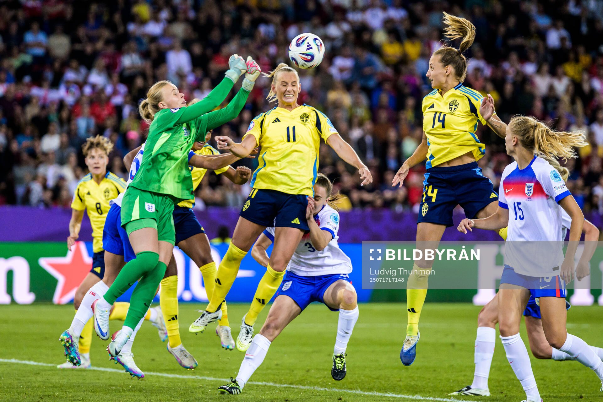 Goalkeeper Hannah Hampton of England against Stina