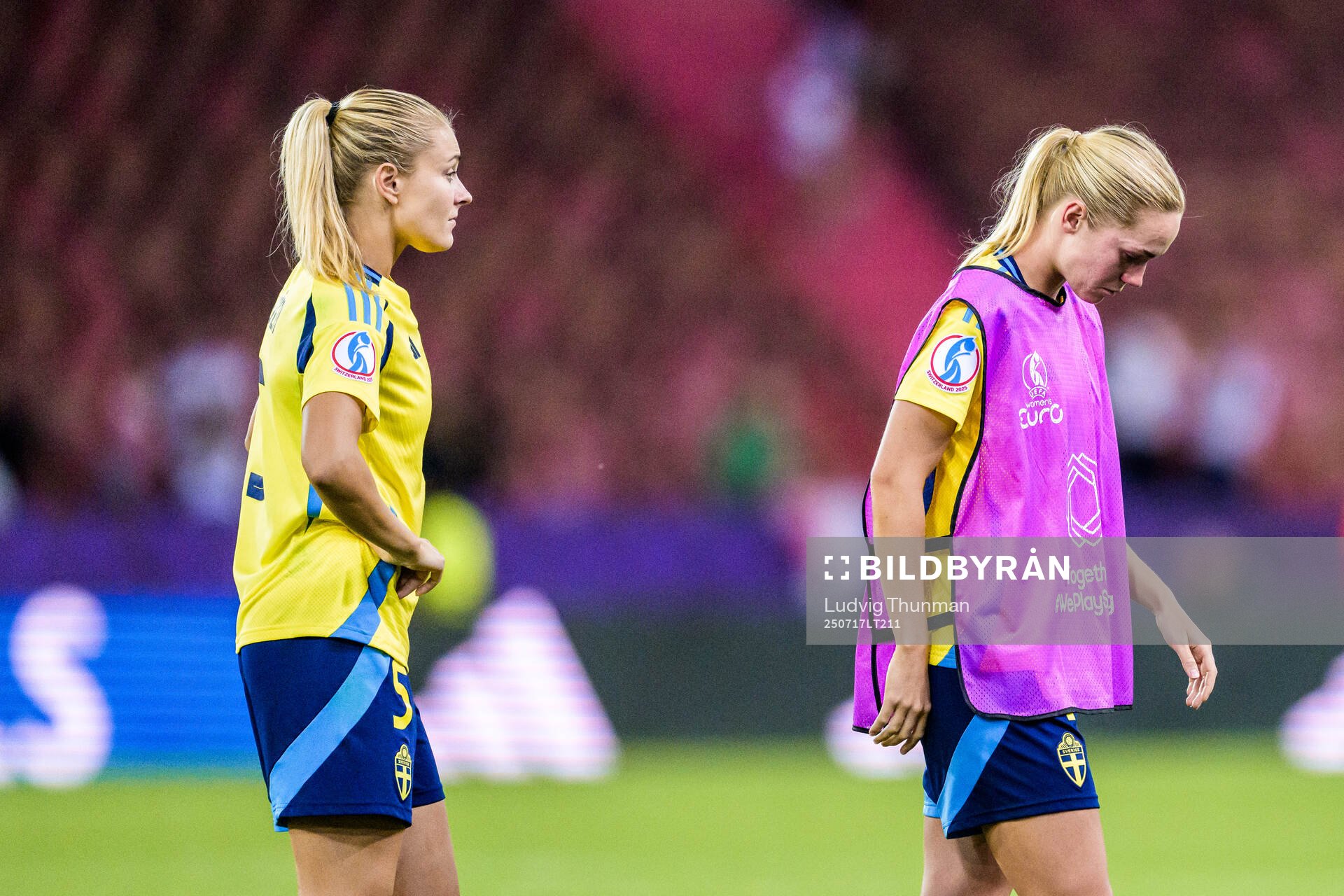 Amanda Nildén and Hanna Lundkvist of Sweden looks dejected