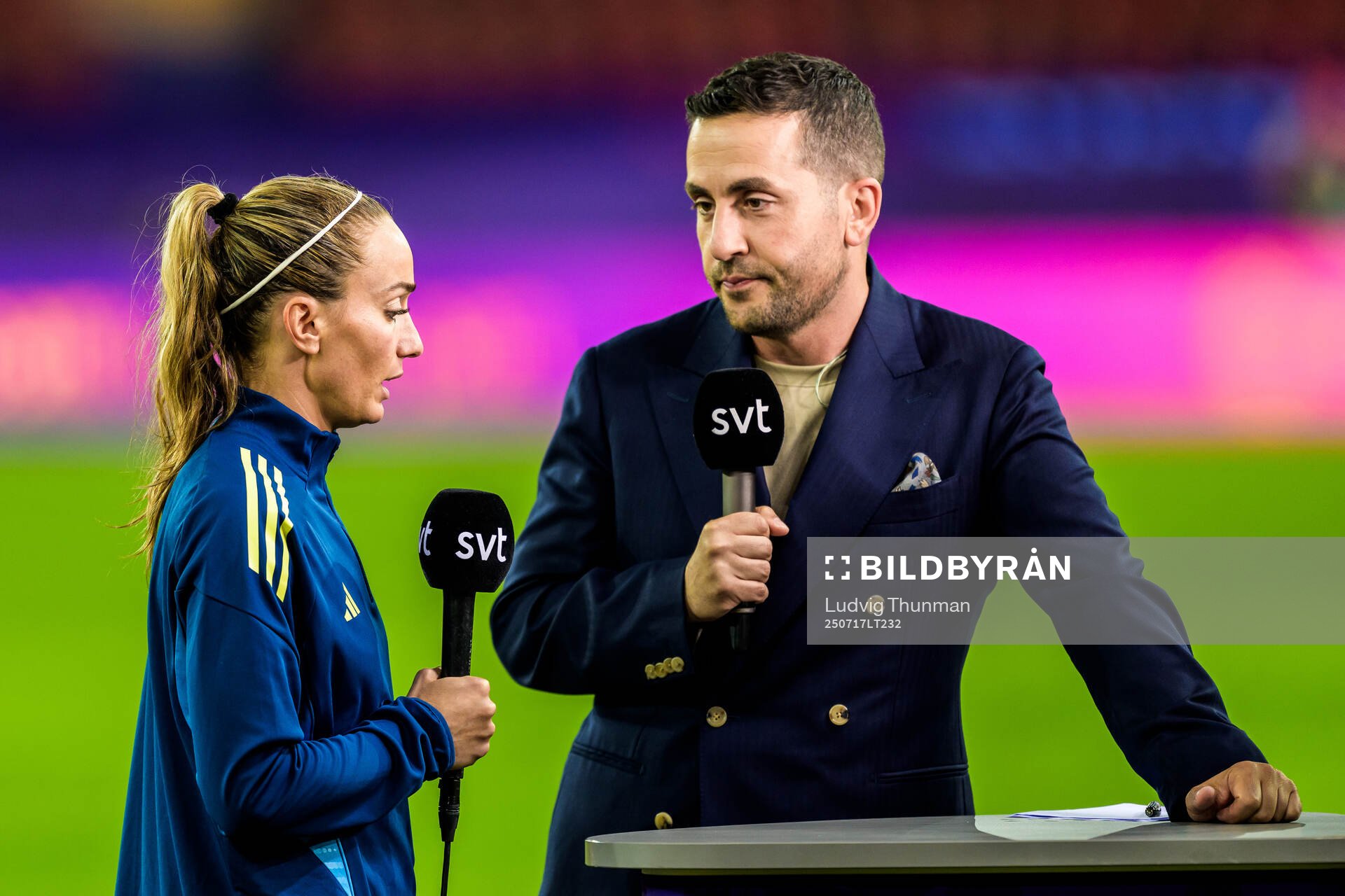 Kosovare Asllani and Johan Kücükaslan of Swedish