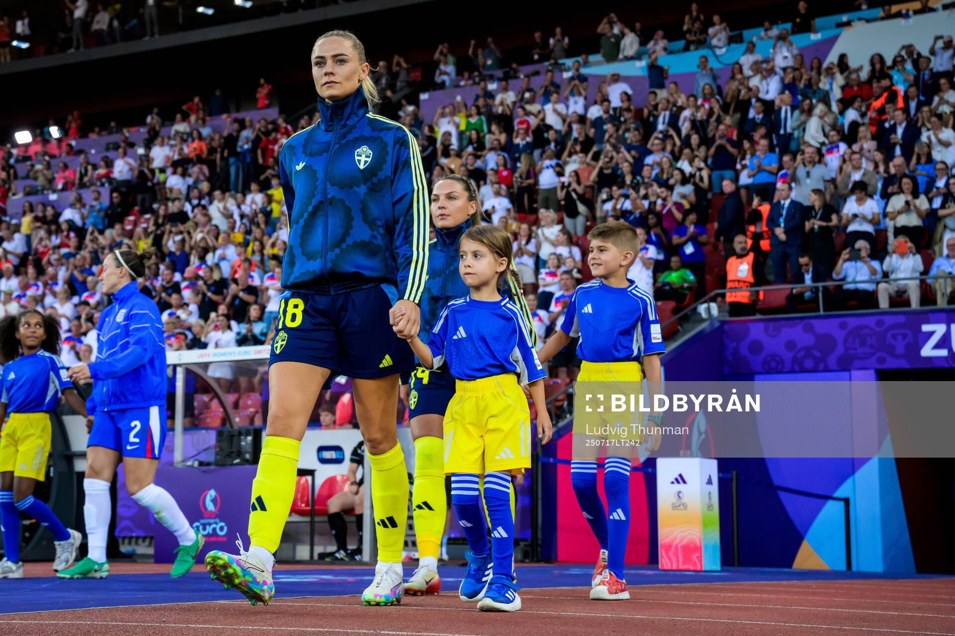 Fridolina Rolfö of Sweden enters the pitch