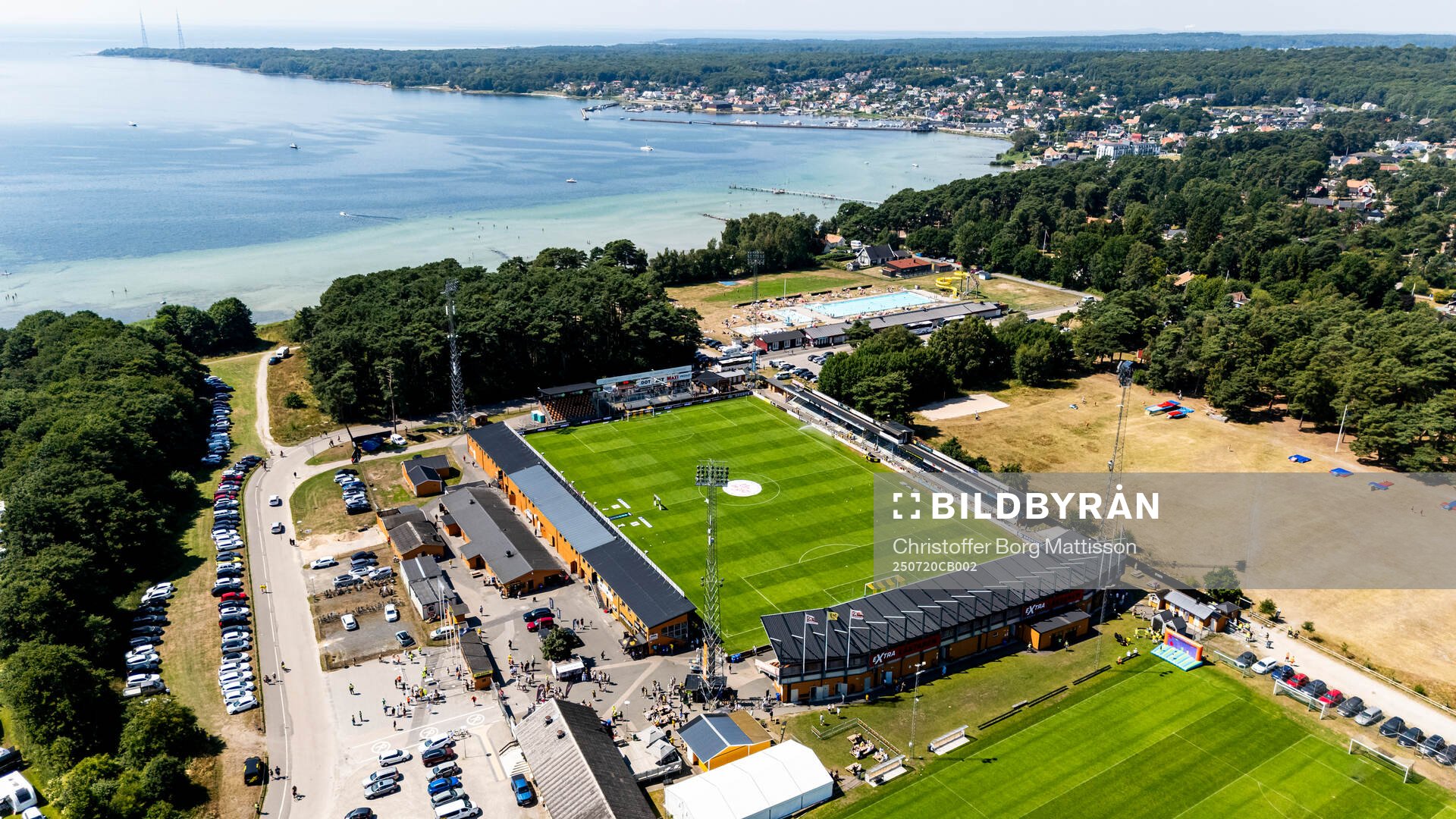 Drönarvy över Strandvallen