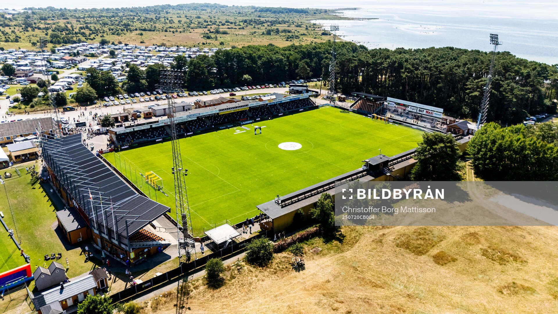 Drönarvy över Strandvallen