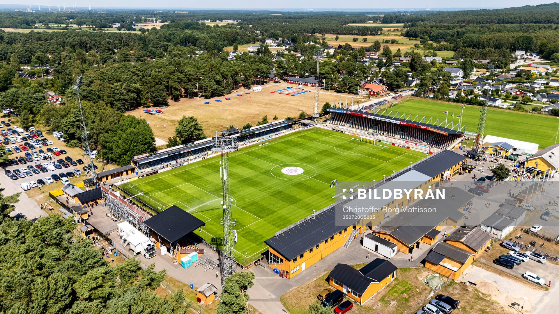 Drönarvy över Strandvallen
