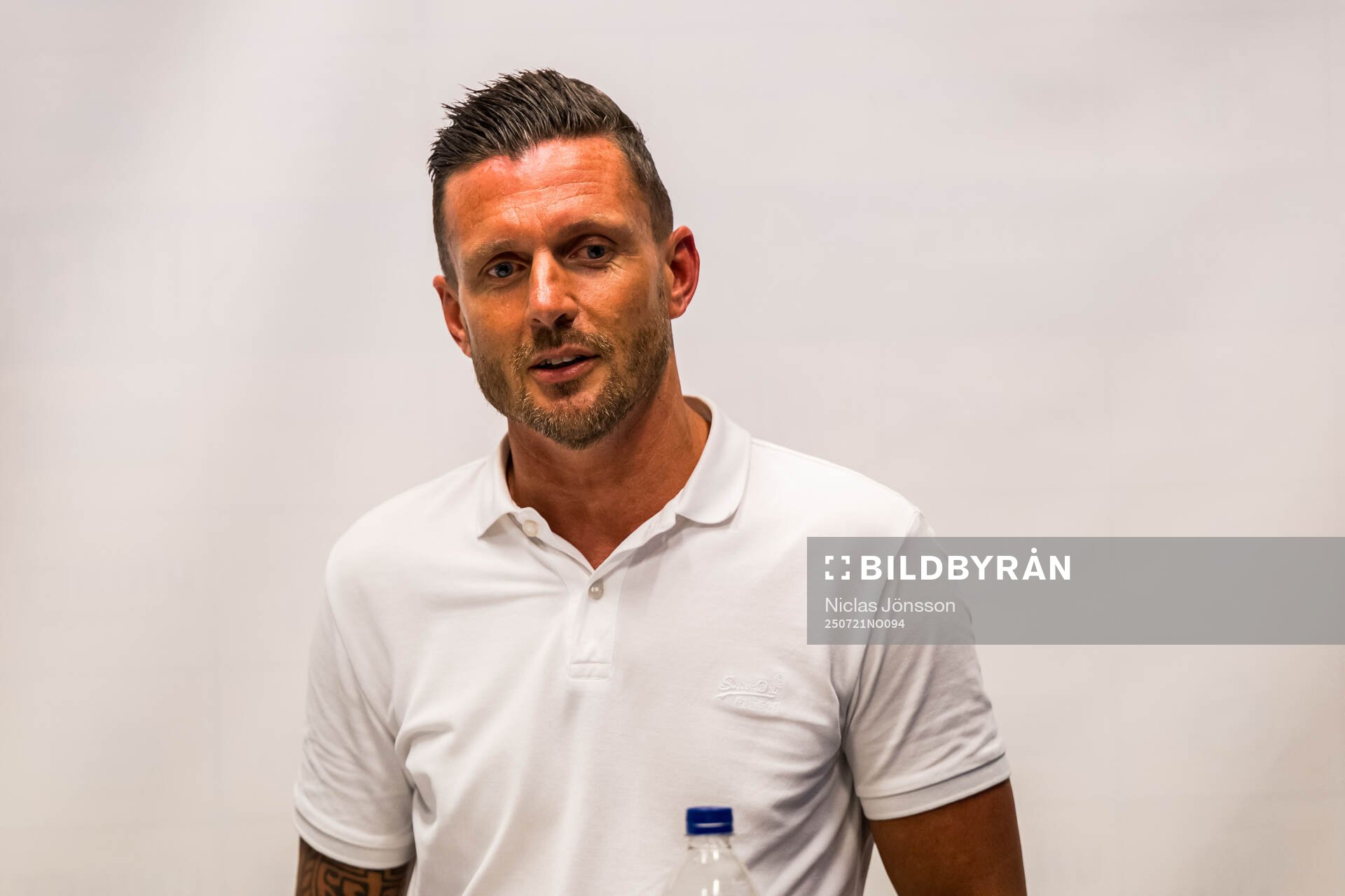 Trelleborgs tränare Kristian Haynes på presskonferensen