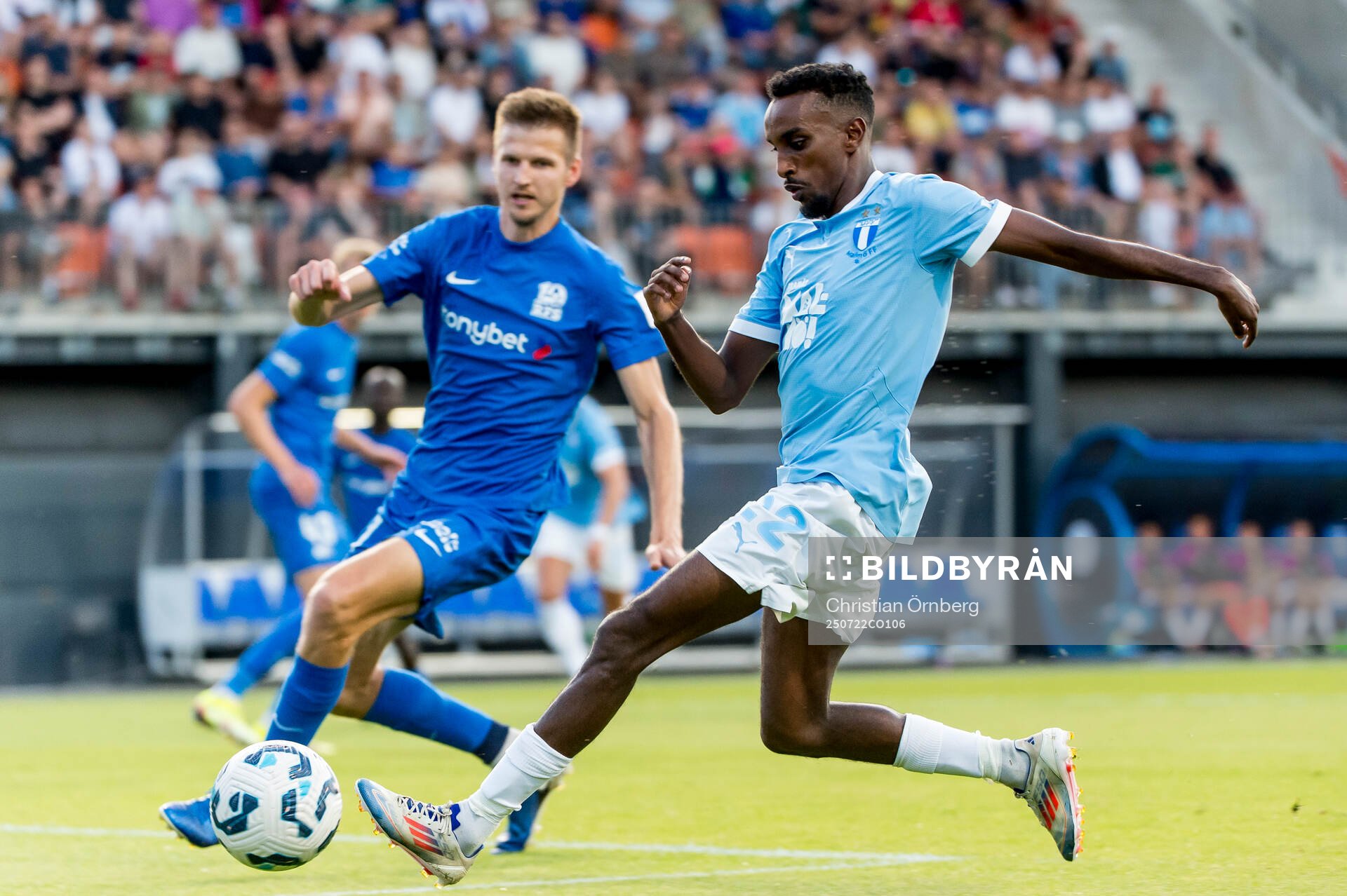 Taha Ali of Malmö FF and Elvis Stuglis of FK RFS