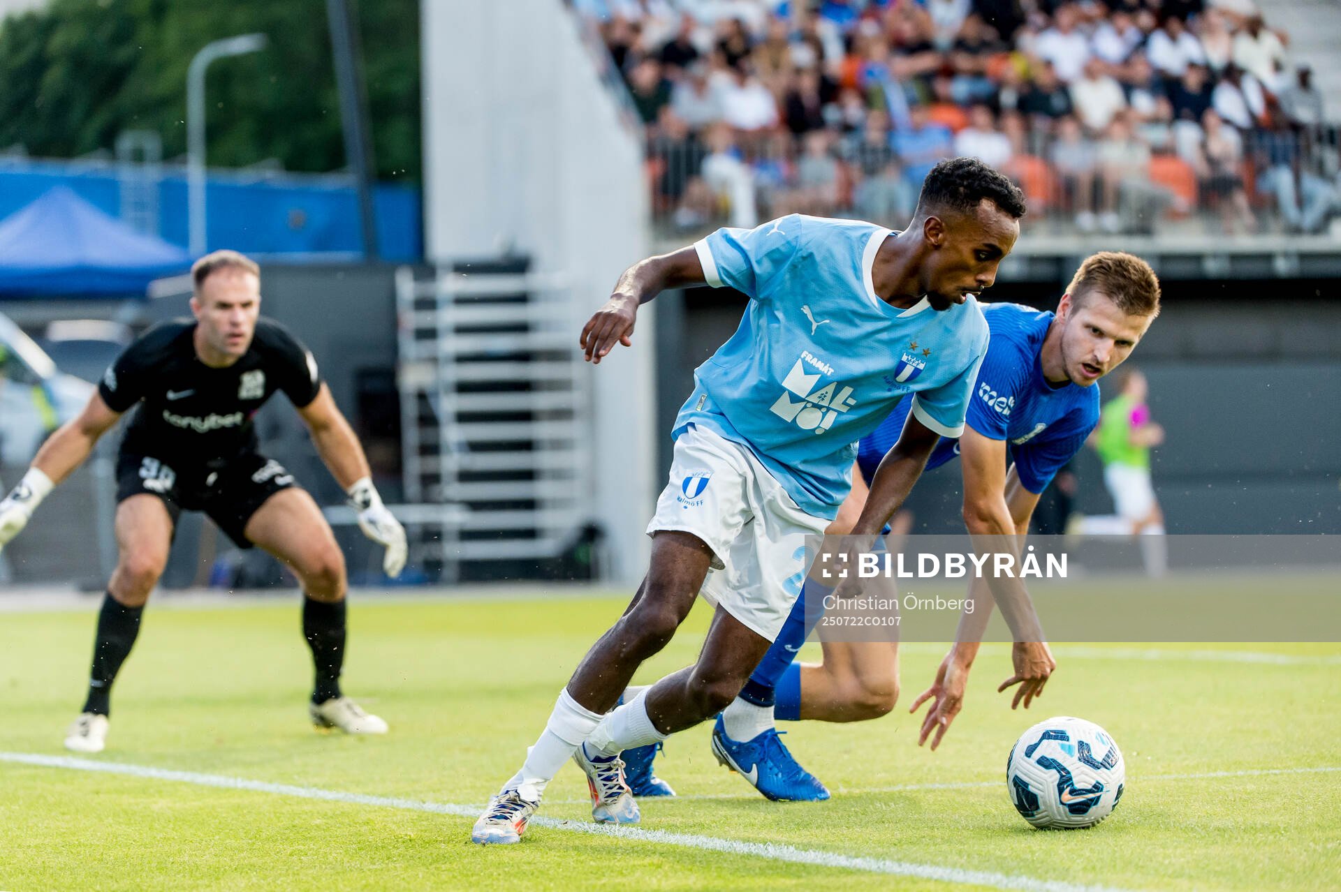 Taha Ali of Malmö FF and Elvis Stuglis of FK RFS