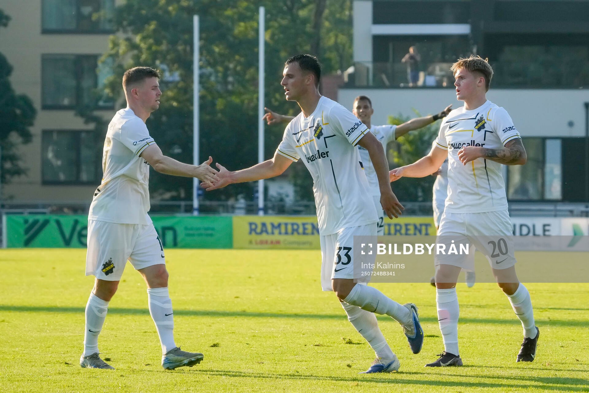 Mads Thychosen, Aron Csongvai and Erik Flataker of AIK