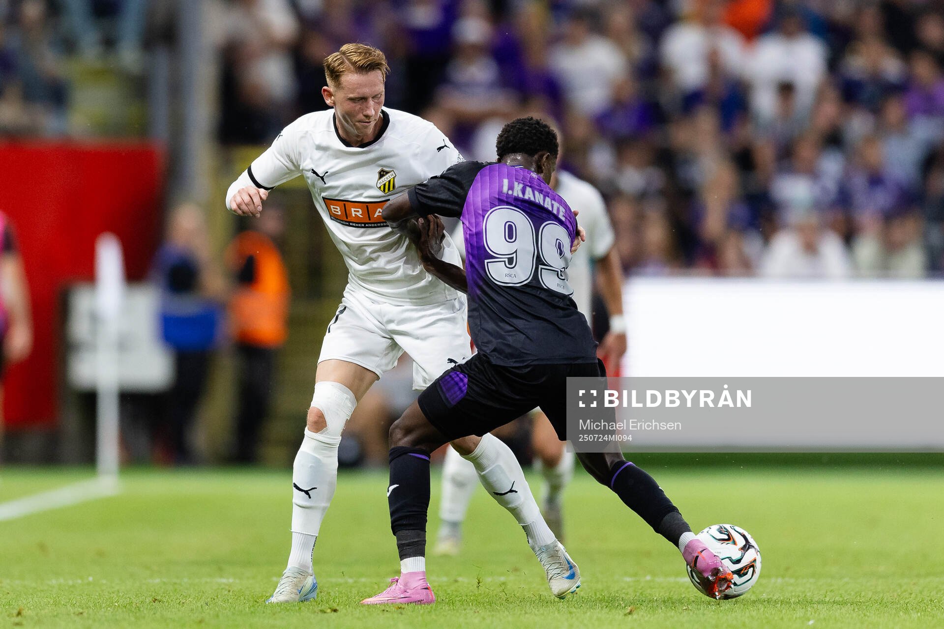 Julius Lindberg of Häcken and Ibrahim Kanate of Anderlecht