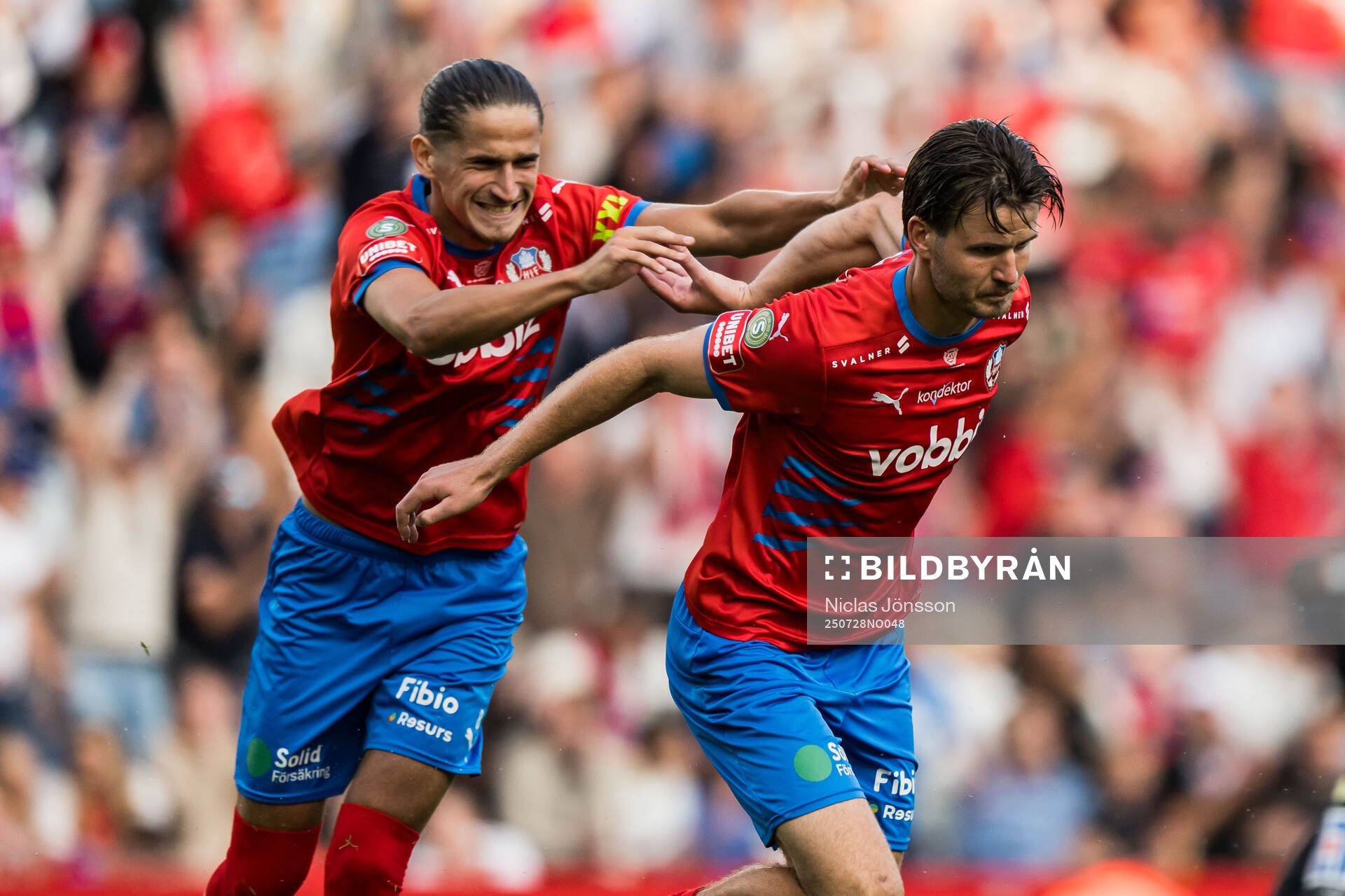 Helsingborgs Ervin Gigovic och Wilhelm Loeper jublar