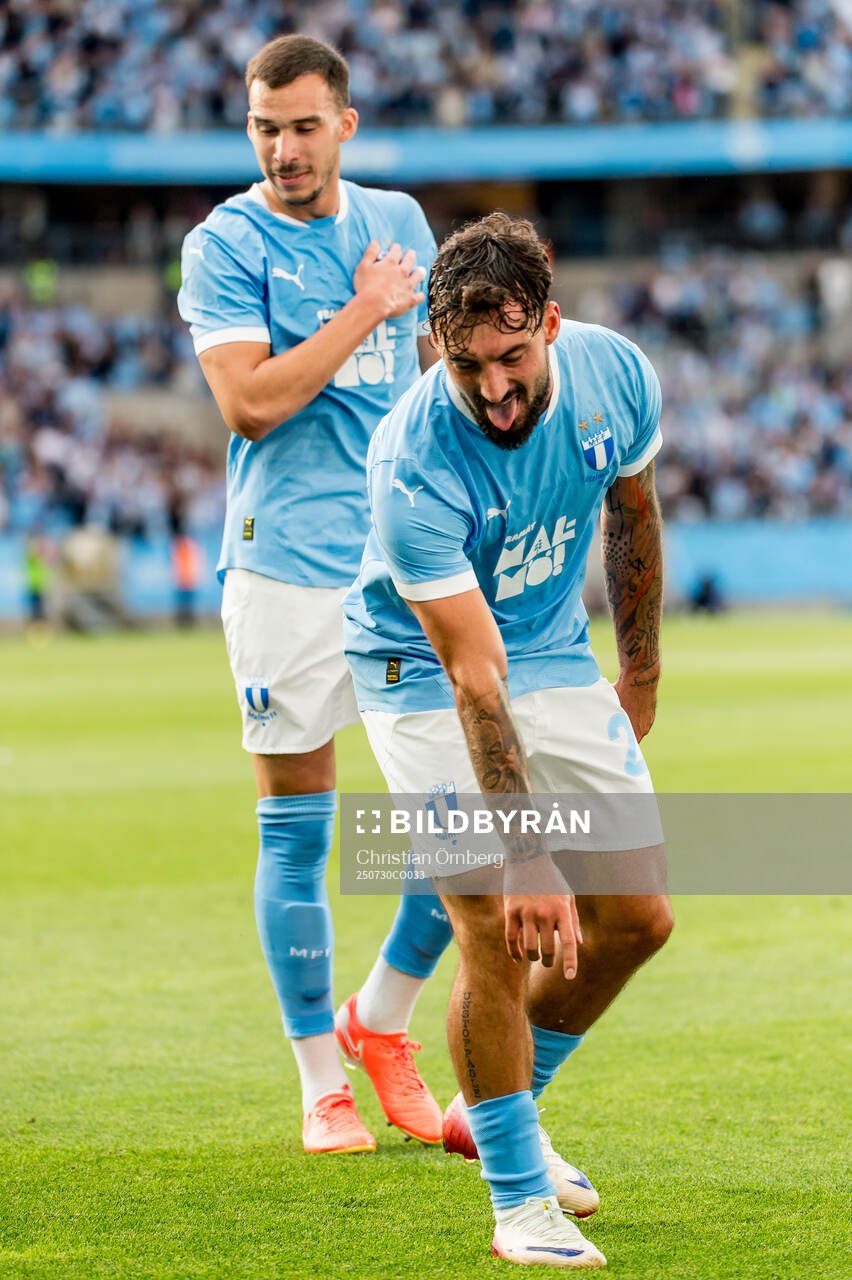 Andrej Djuric and Sead Haksabanovic of Malmö FF celebrate